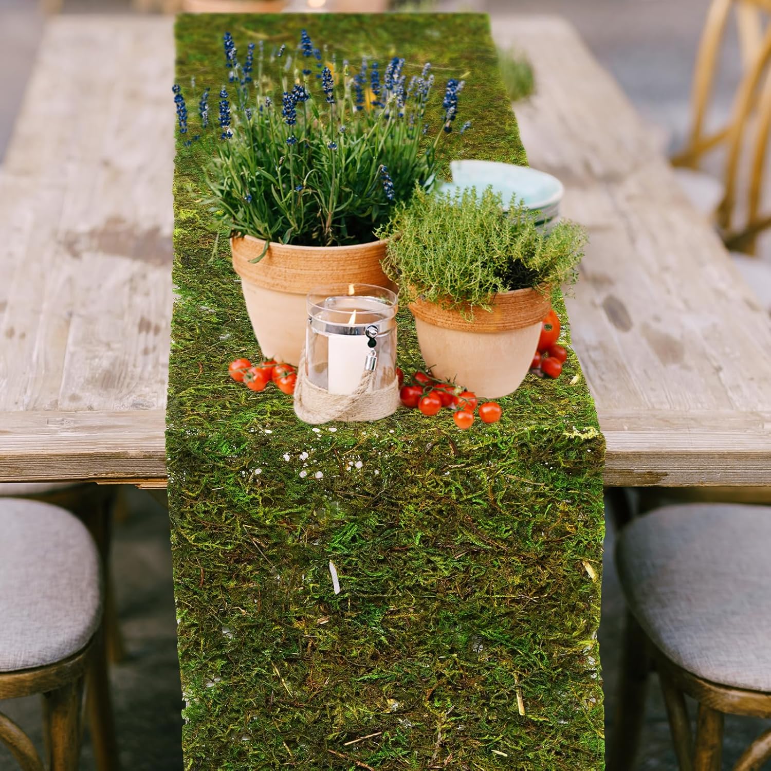 Jutom Dried Moss Table Runner Preserved Moss Mat Artificial Green Moss Roll for Party Tabletop Decoration Fairy Gardens Wedding Arts Crafts, Dark Green, 6 x 40 (8 Pcs)
