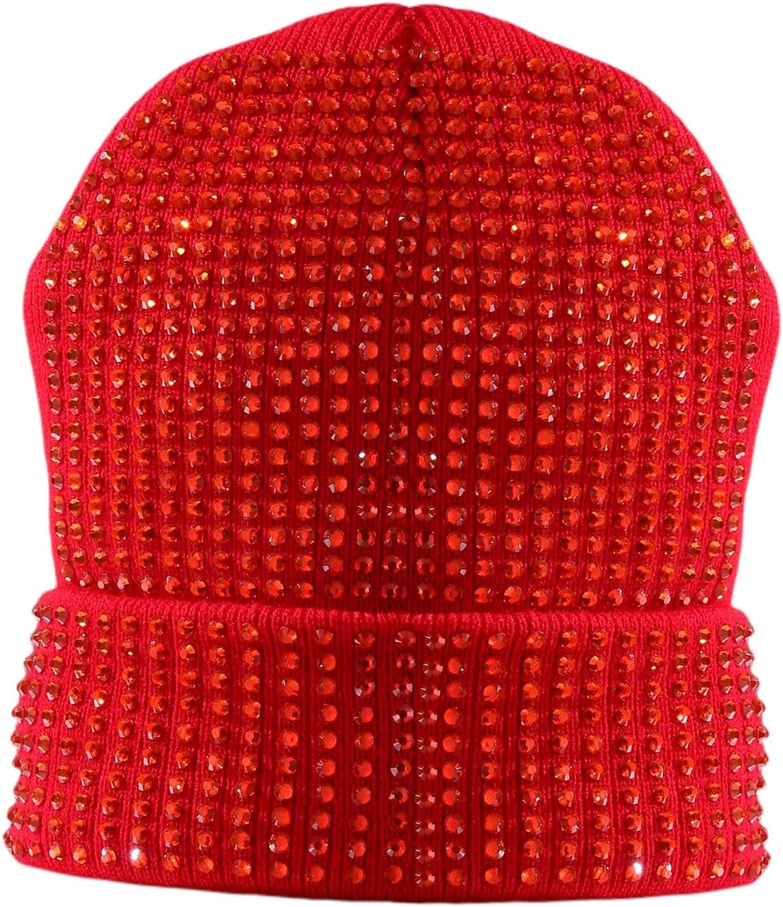 Natalie Mills Pink Winter Beanie - Fashionable, Decorative Rhinestone Beanie for Women