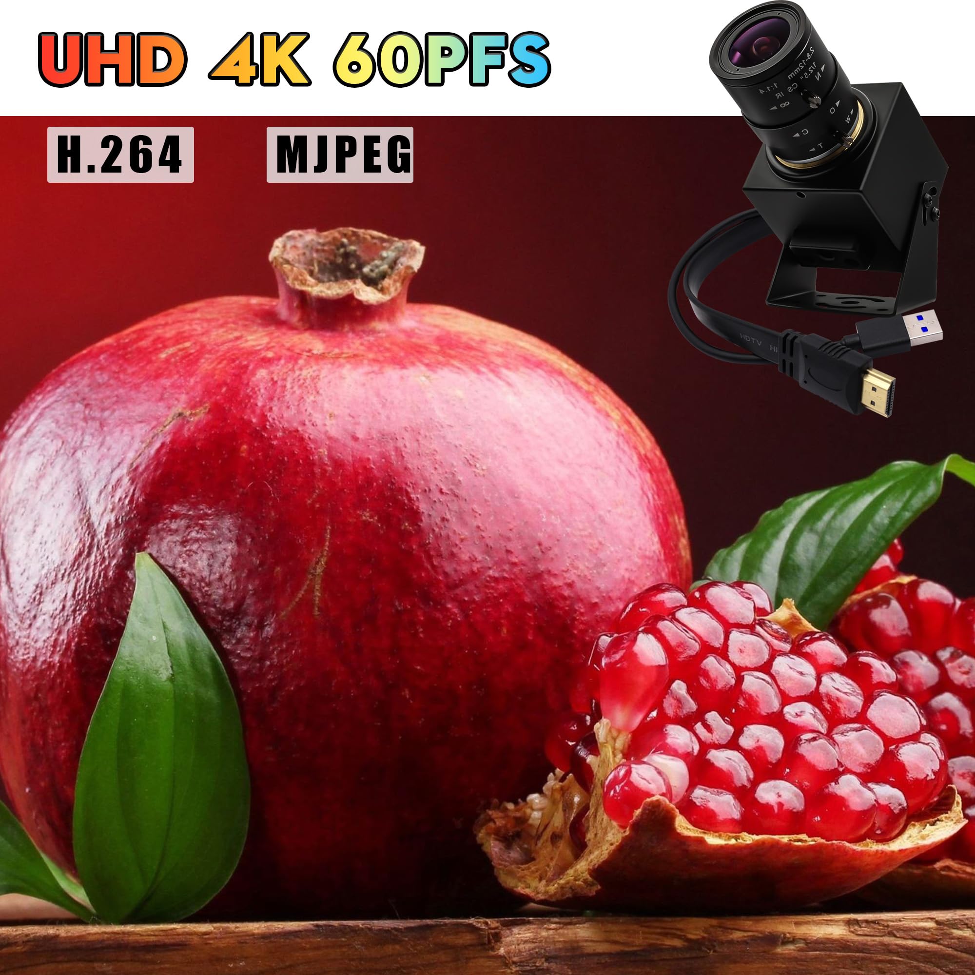SVPRO Fotocamera USB HDMI 4K 60fps con obiettivo zoom ottico 2.8-12mm, messa a fuoco manuale, streaming H.264 per PC, Raspberry Pi, TV, monitor