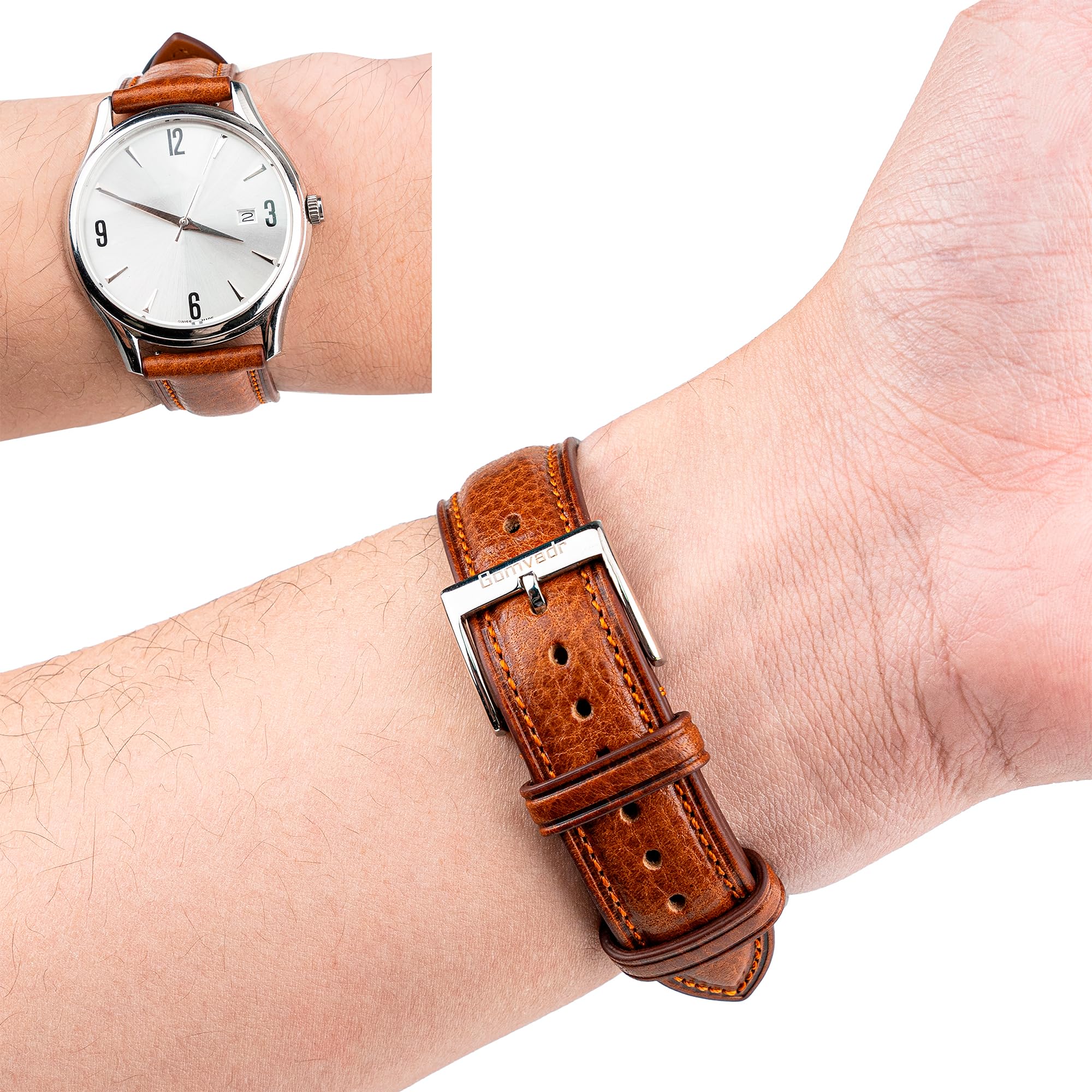 Cinturino per orologio in pelle italiana toscana naturale conciata al vegetale cinturino in vera pelle di prima qualità, 16 mm, 18 mm, 19 mm, 20 mm, 21 mm, 22 mm, XL, XXL, cinturino di