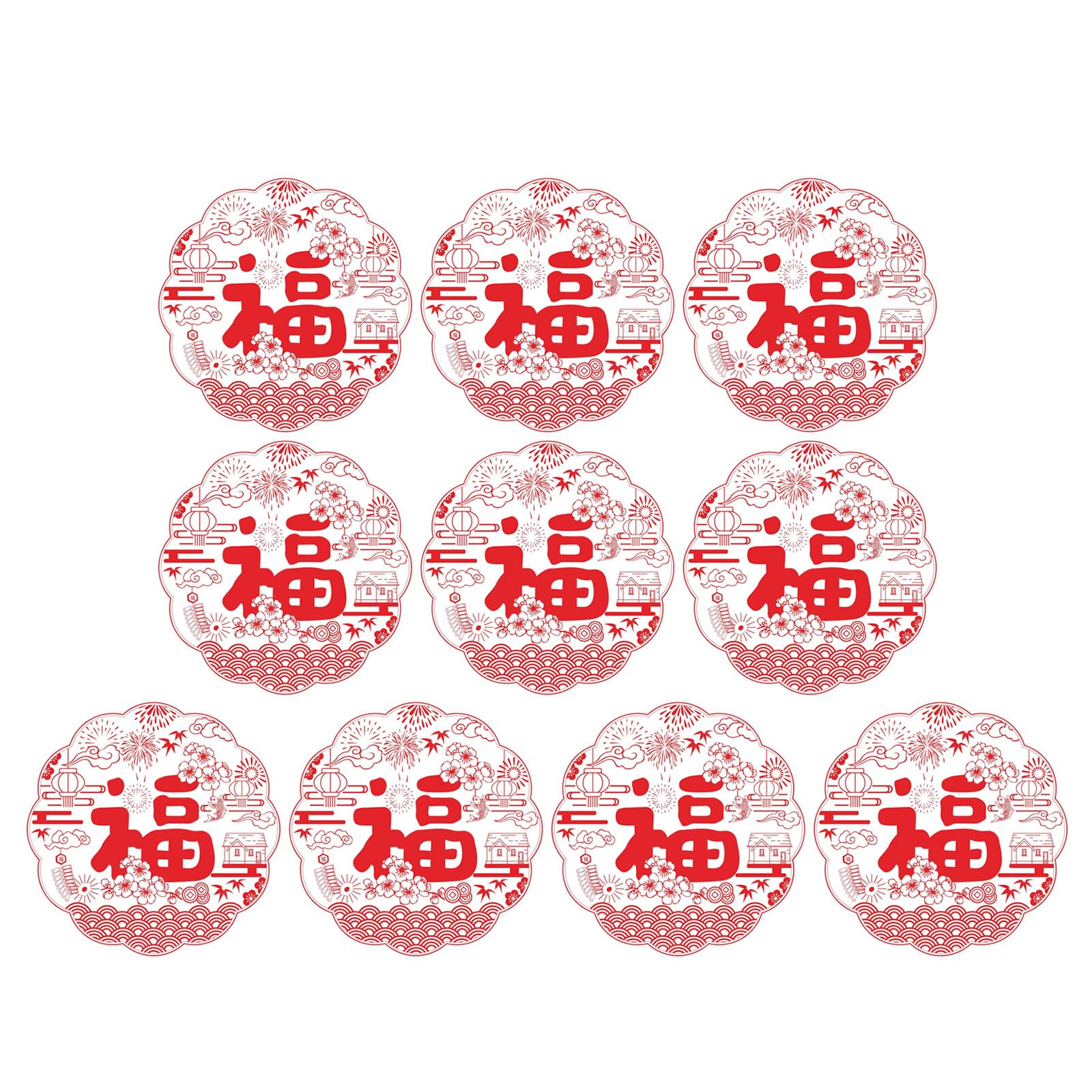 carotoe Festival Blessing Wall Decal 10Pieces Chinese Zodiacs Snake Year Statics Window Clings Sticker for Glass and Wall Decors Window Decal