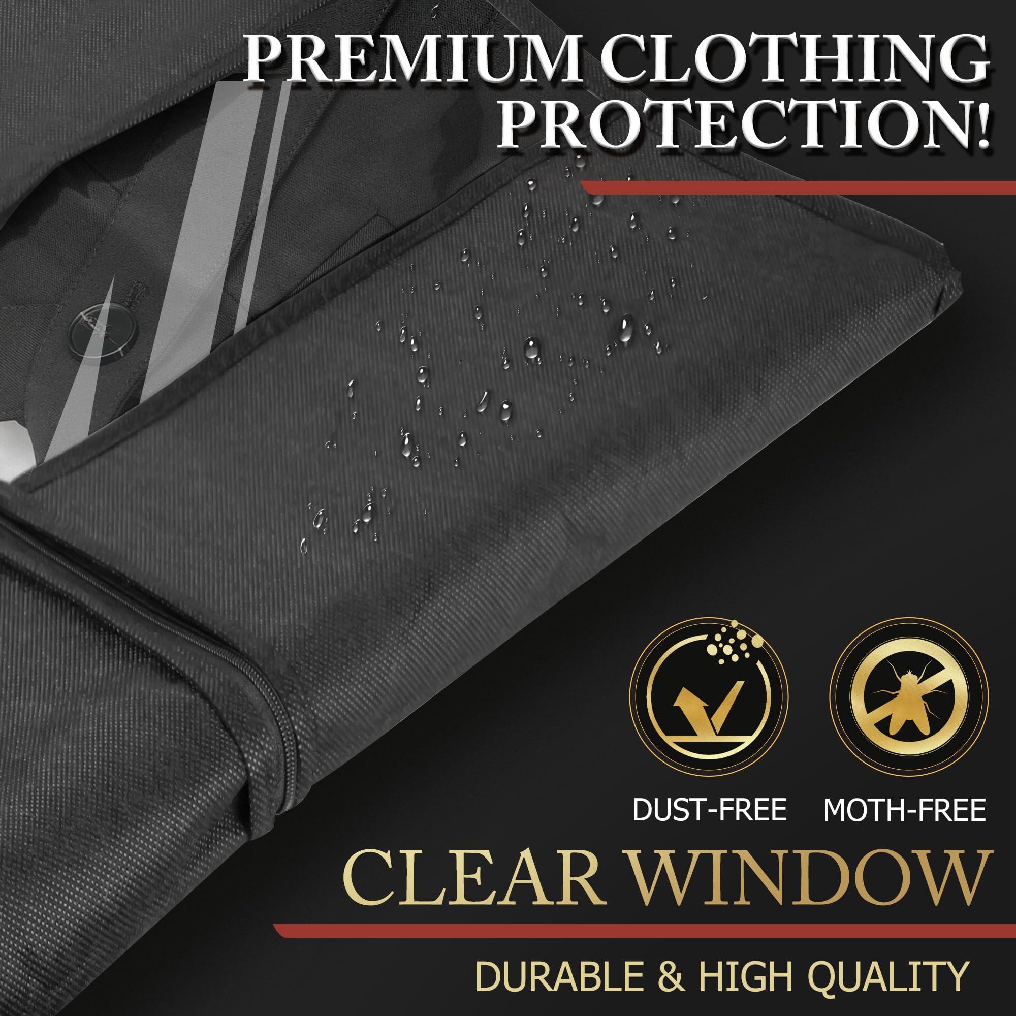 Fundas Ropa Cubierta impermeable a prueba de polvo for ropa, protector vestido traje abrigo, portatrajes colgantes Fundas Ropa Armario Colgar(60x80cm,6PC)