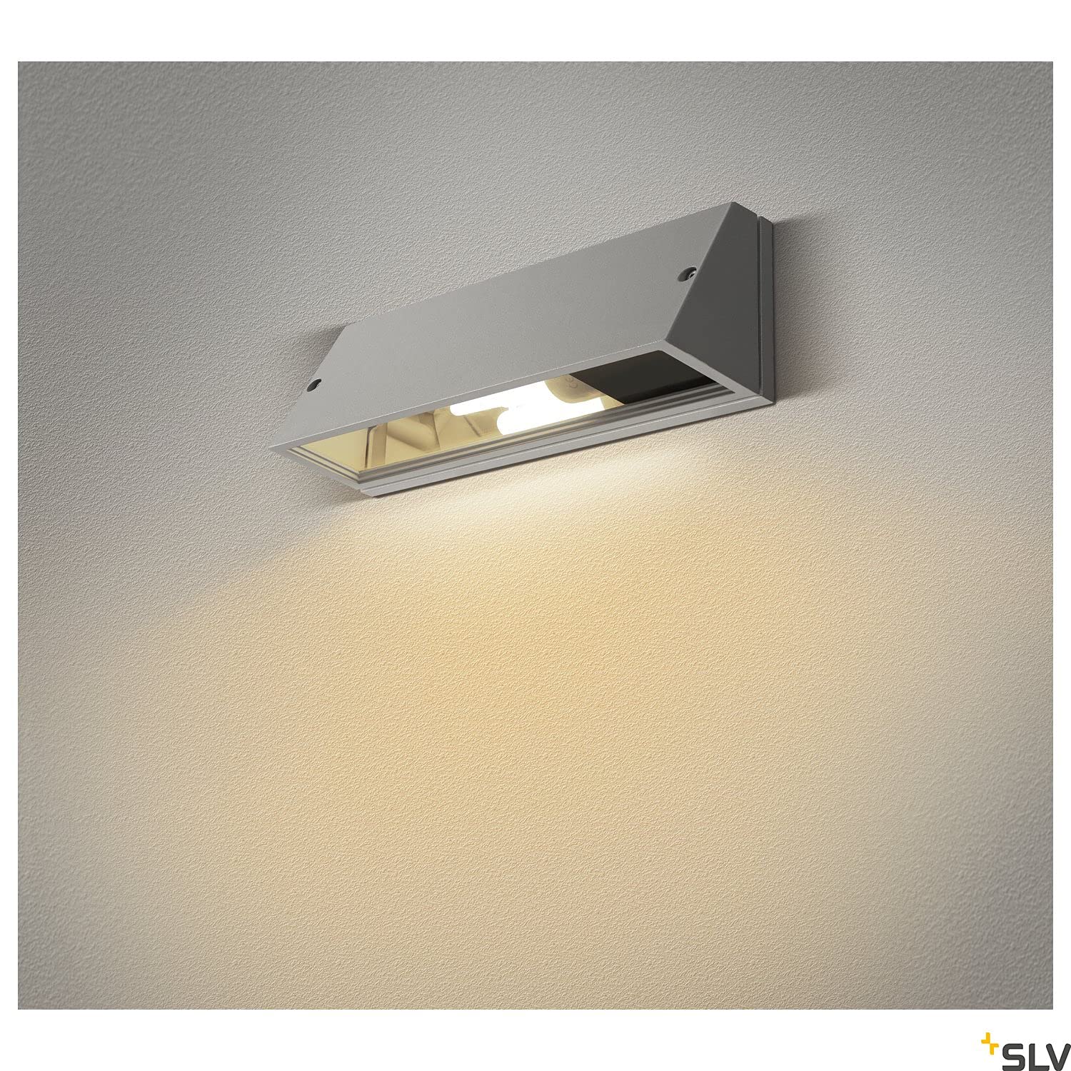 SLV luminaria de superficie de pared PEMA/iluminación para paredes, caminos, entradas, foco led de exterior, luminaria de superficie de exterior, lámpara de jardín / E27 IP65 15 W gris