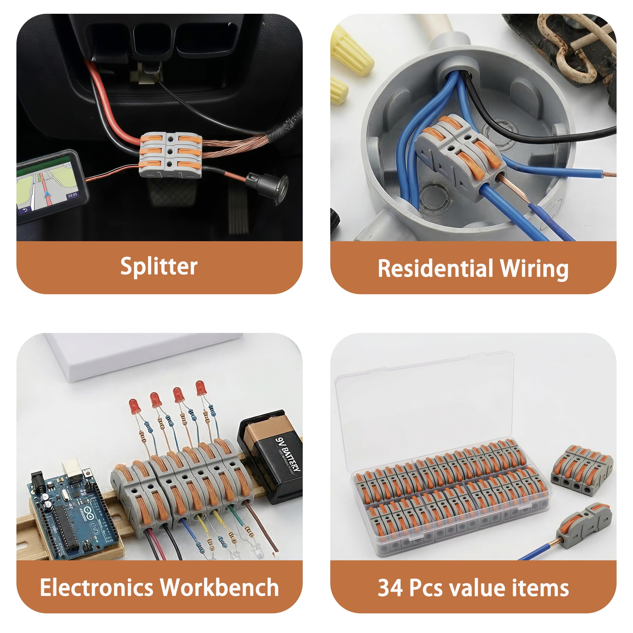 Conectores eléctricos de conexión rápida con palanca
