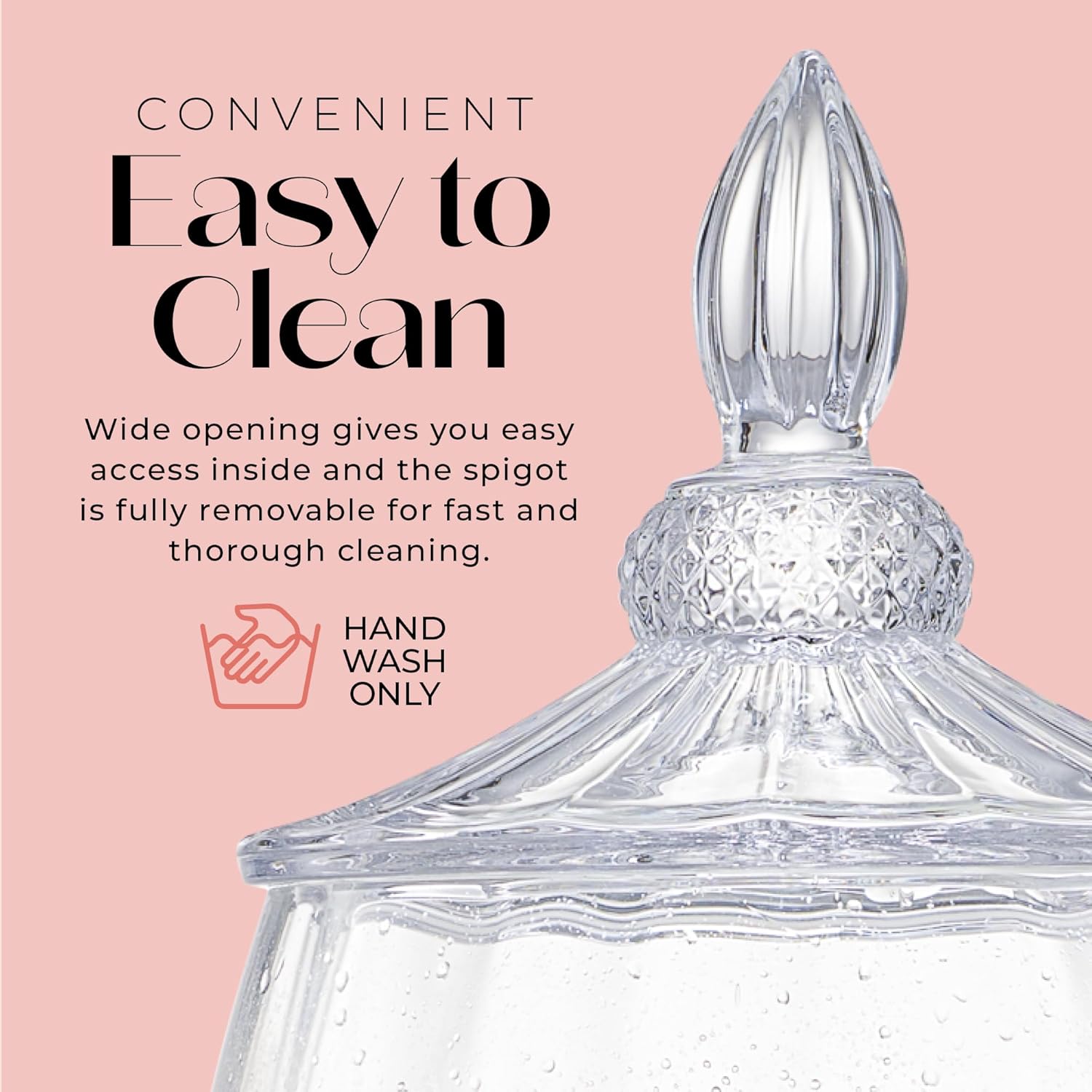 Madison Optic Beverage Cold Drink Dispenser w 1.7-Gallon Capacity Glass Jug, Leak Proof Acrylic Spigot for Parties, Weddings,& More, 8.5x18 - Image 6