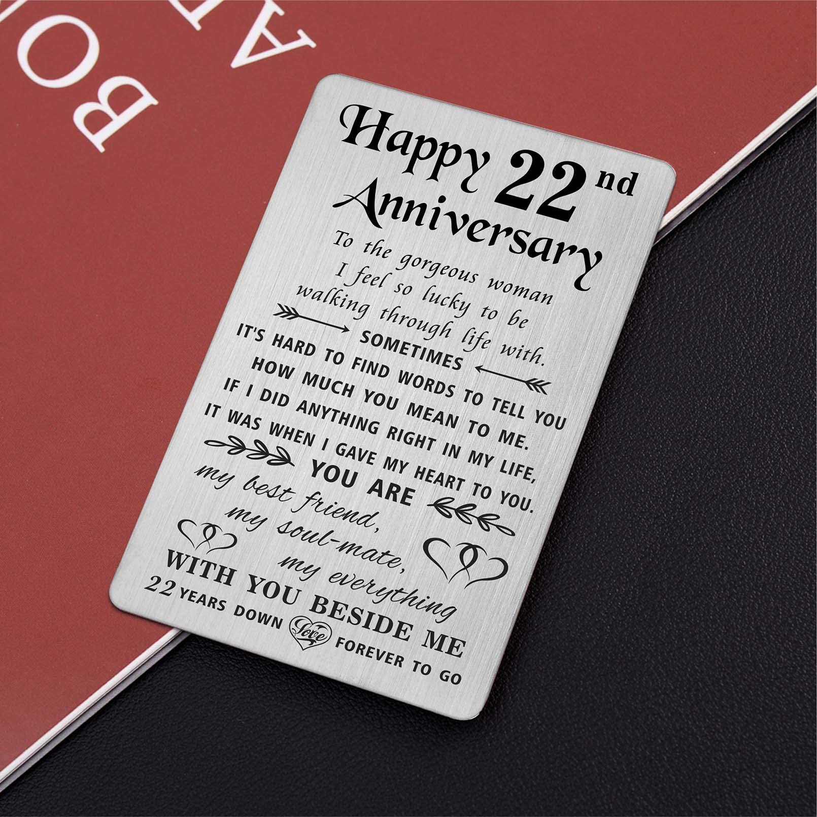 TANWIH 22nd Wedding Anniversary Card Gifts for Wife, Happy 22 Year