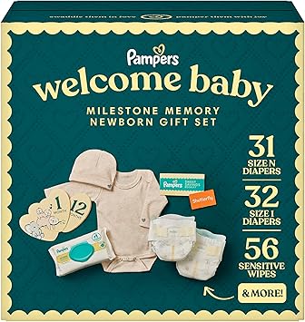 Pampers Gift Set, Disposable Diapers, Sensitive Wipes, Milestone Gifts