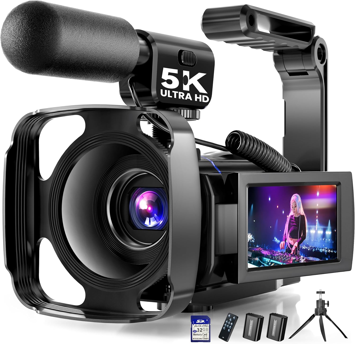 5K Video Camera Camcorder, UHD 64MP Vlogging Camera for YouTube with 3″ 270° Rotatable Touch Screen, Digital Camera with IR Night Vision, 16X Zoom/WiFi/Webcam/HD/32GB Card/2 Batteries/Microphone 5K Video Camera Camcorder, UHD 64MP Vlogging Camera for YouTube with 3″ 270° Rotatable Touch Screen, Digital Camera with IR Night Vision, 16X Zoom/WiFi/Webcam/HD/32GB Card/2 Batteries/Microphone