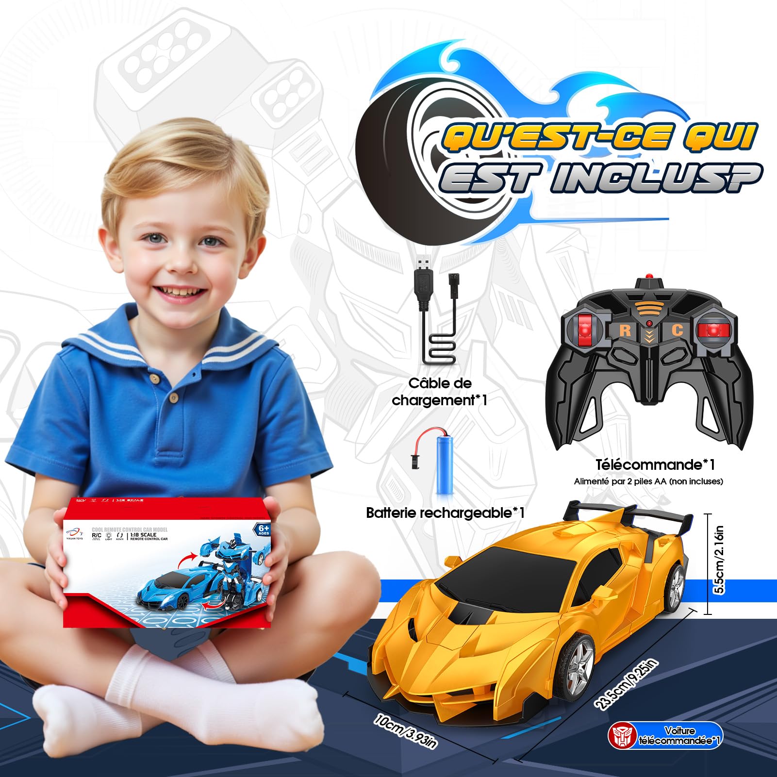 Jouet Enfant Robot Transformable en voiture de cou - Jeux - Jouets