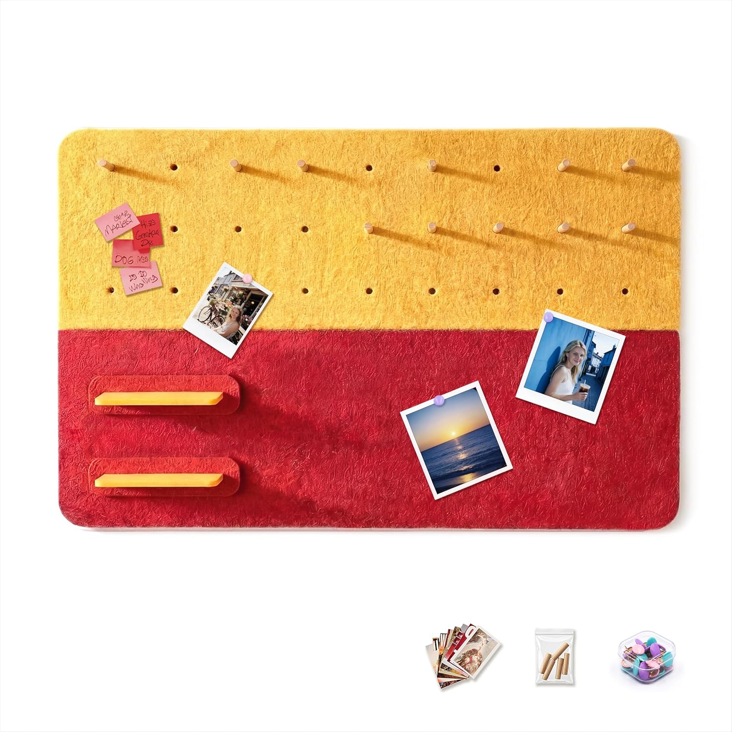 6 Pack Felt Bulletin Board Set, 11.8"x15.7" Wall-Mounted Pin Board, Cork Board Alternative with 2 Mini Insert Panels, Wall Organizer for Home, Office, Dorm, Photo & Memo Display