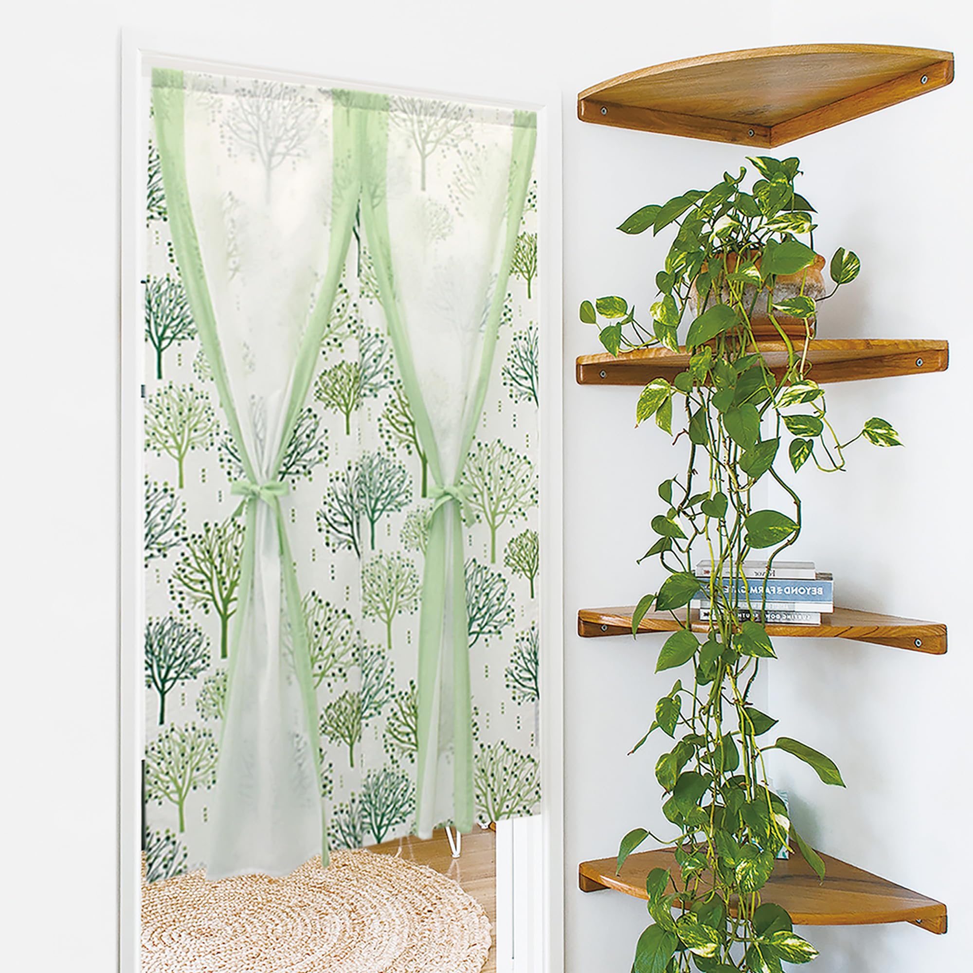 Amazon｜2重のれん パウダーグリーン ヨコ85cm×タテ150cm 綿100