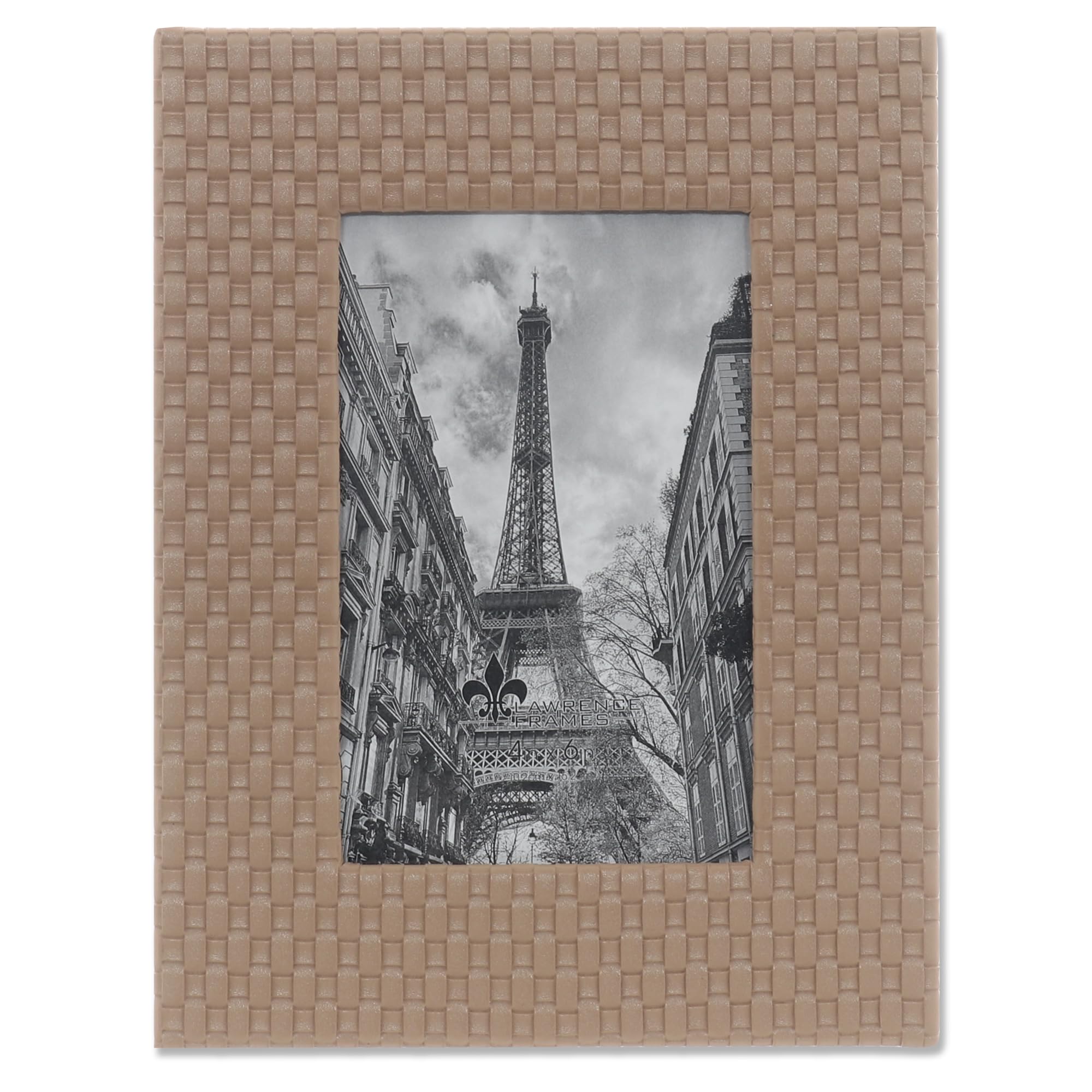 Lawrence Frames Vegan Leather Picture Frame, Weave Design, 4x6, Cashmere
