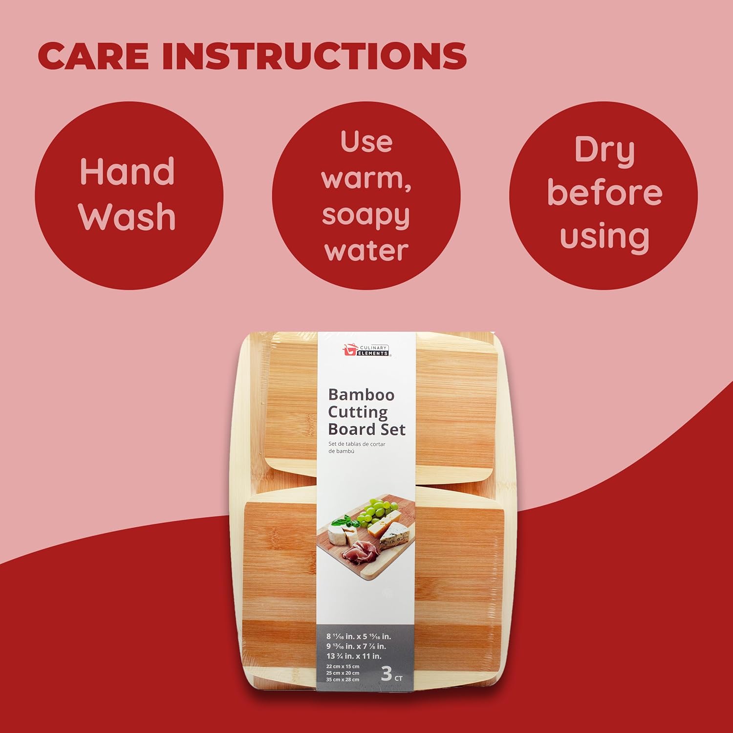 Bamboo Cutting Board, Chopping Board Set: Great for Meal Prep and Serving, Charcuterie, Eco-Friendly Wood Cutting Boards in Assorted Sizes