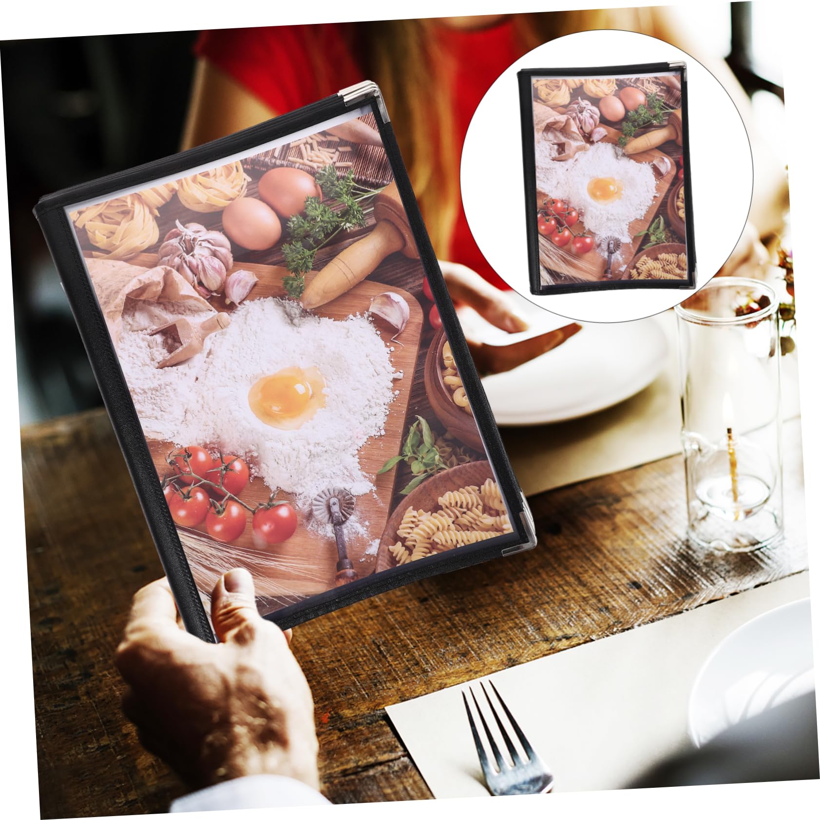DECHOUS Libro Porta Menús Libro De Menú De Restaurante Portamenús Plegable Titular Del Precio De La Comida Menú Del Restaurante Carpeta Multifunción Tablero De Visualización Piel A4