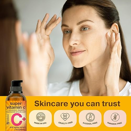 Miniatura 7 de Double Size (2OZ) Super Vitamin C Serum for Face wNiacinamide Serum, 5% Vitamin C Face Serum wHyaluronic Acid & Resveratrol, Anti-Aging Brightening