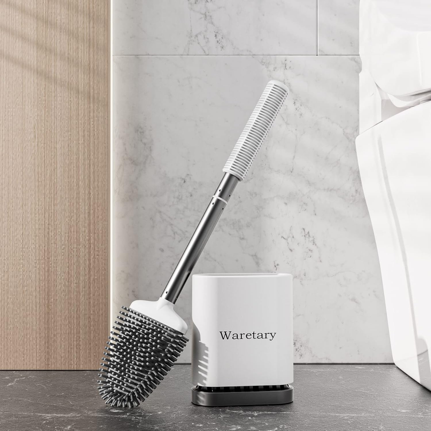 Waretary Silicone Toilet Brush and Holder Set, Wall/Foot