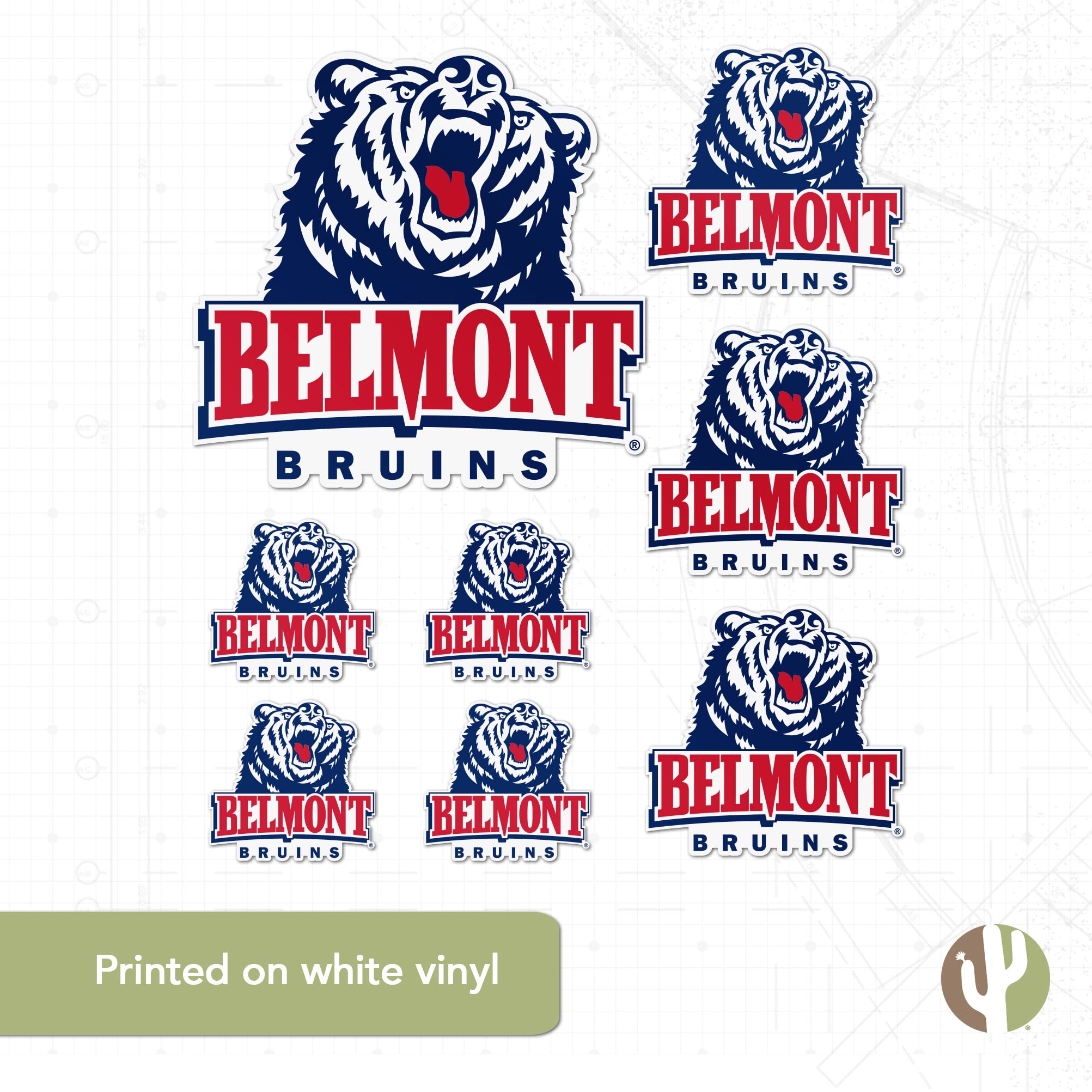 Belmont University Full Sheet Vinyl Stickers - Officially Licensed Decals For Laptop, Water Bottle, Car (8.5x11 Inch Sheet)