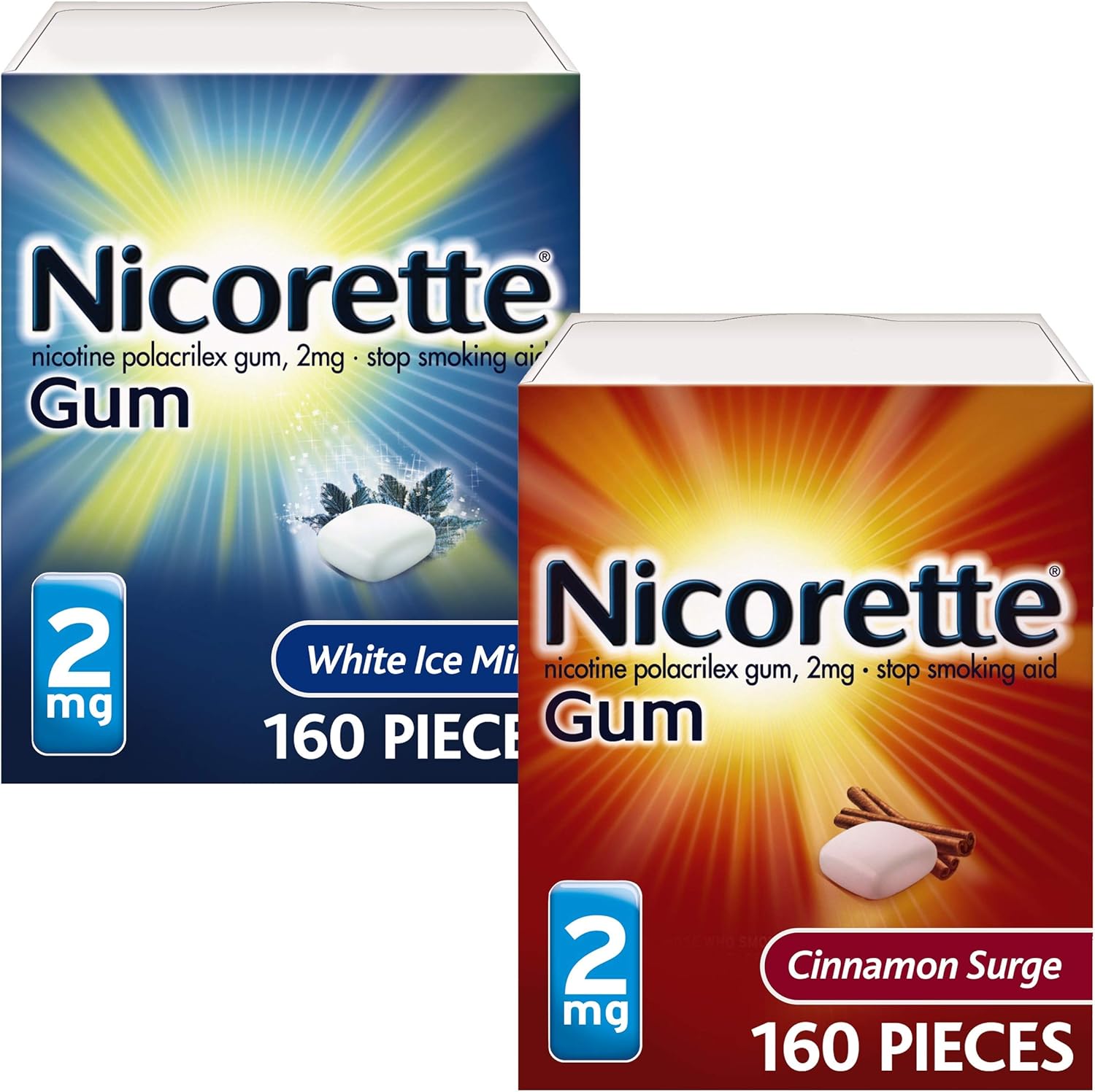 Nicorette Nicotine Gum to Quit Smoking, 2 mg, Cinnamon