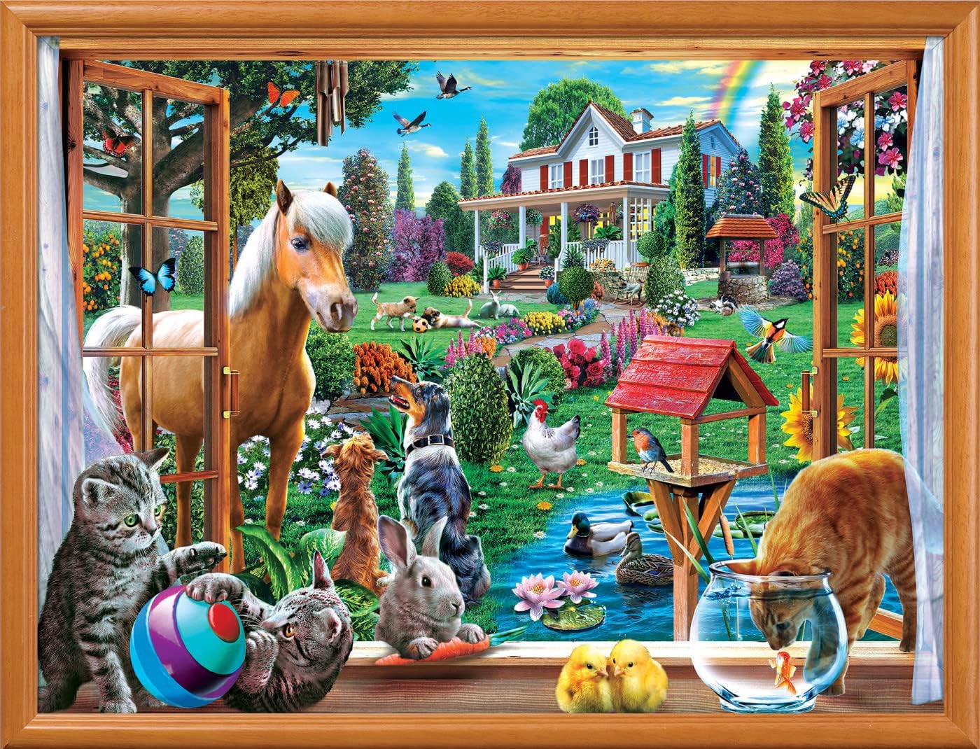 MasterPieces 400 Piece Jigsaw Puzzle For Adults, Family, Or Youth - Peeking Through - 18"x24"