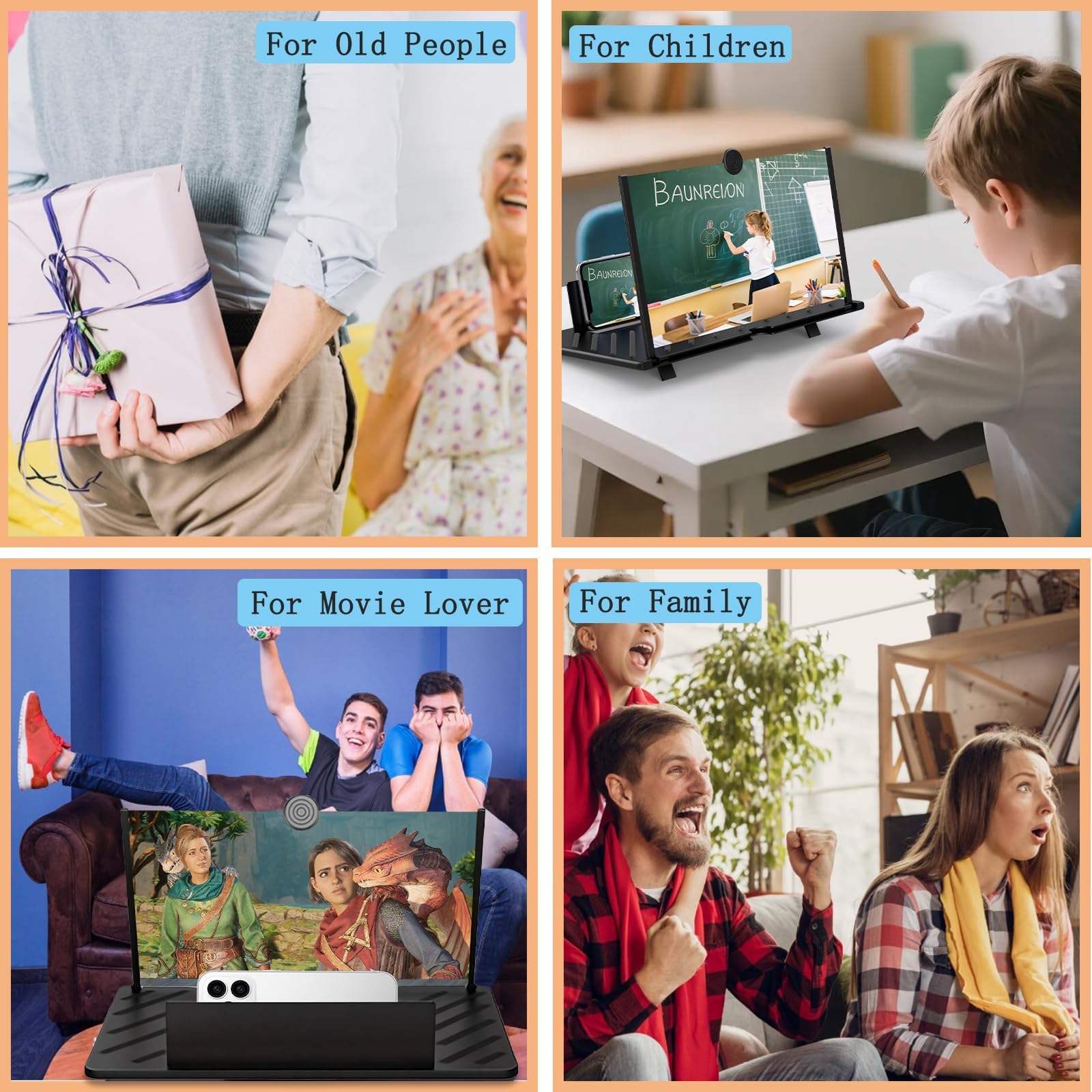 50,8 cm (20 Zoll) Bildschirmvergrößerung für Mobiltelefone, Videos und Gaming, Fanlory 3D-HD-Display mit Verstärker, kompatibel mit Allen Smartphones