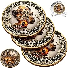 Black History Centennial Commemorative Collectible Coin, African American Heritage Tribute Medal with Iconic Symbolic Artwork for Cultural History Display Kwanzaa Gifts 3