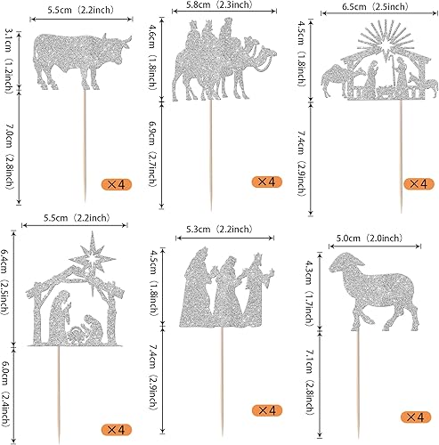 Miniatura 9 de Rsstarxi Paquete de 30 adornos navideños para cupcakes de hombre de jengibre con purpurina para baby shower, decoración para temática de Feliz