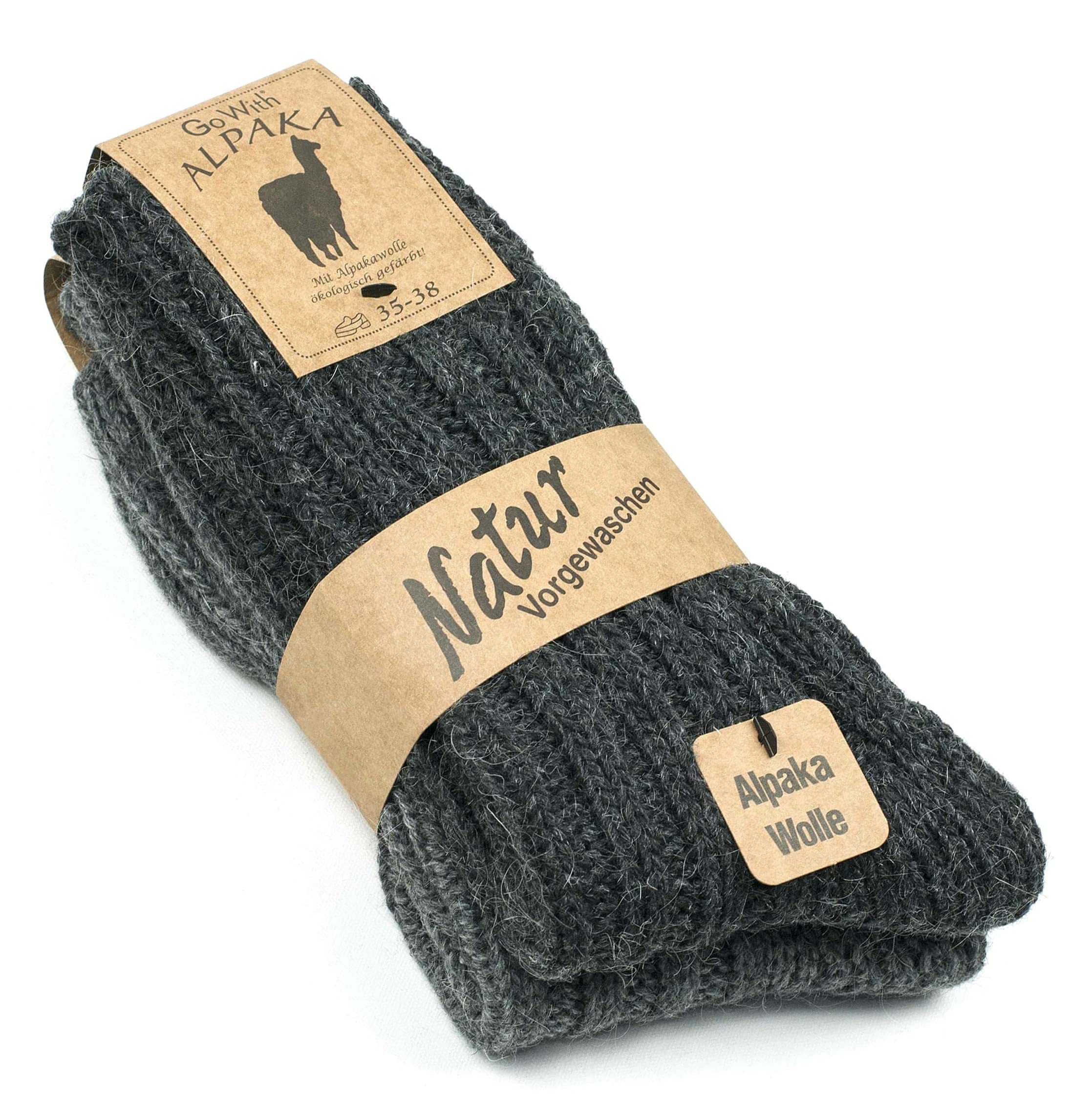 Alpaca Wool Socks, extra thick 2 pairs multipack for men & women, natural thermal soft wool cosy warm winter socks