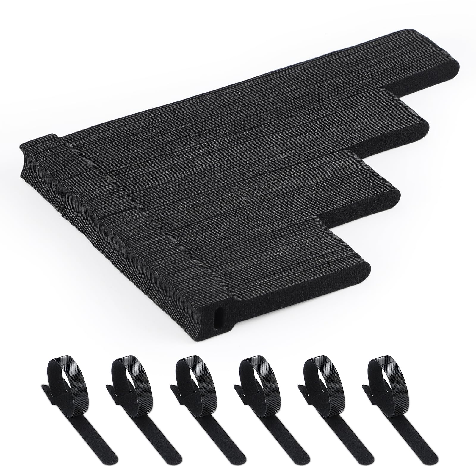 150-Piece Multi-Size Reusable Hook and Loop Cable Ties (4, 6, 8, 10 inch)