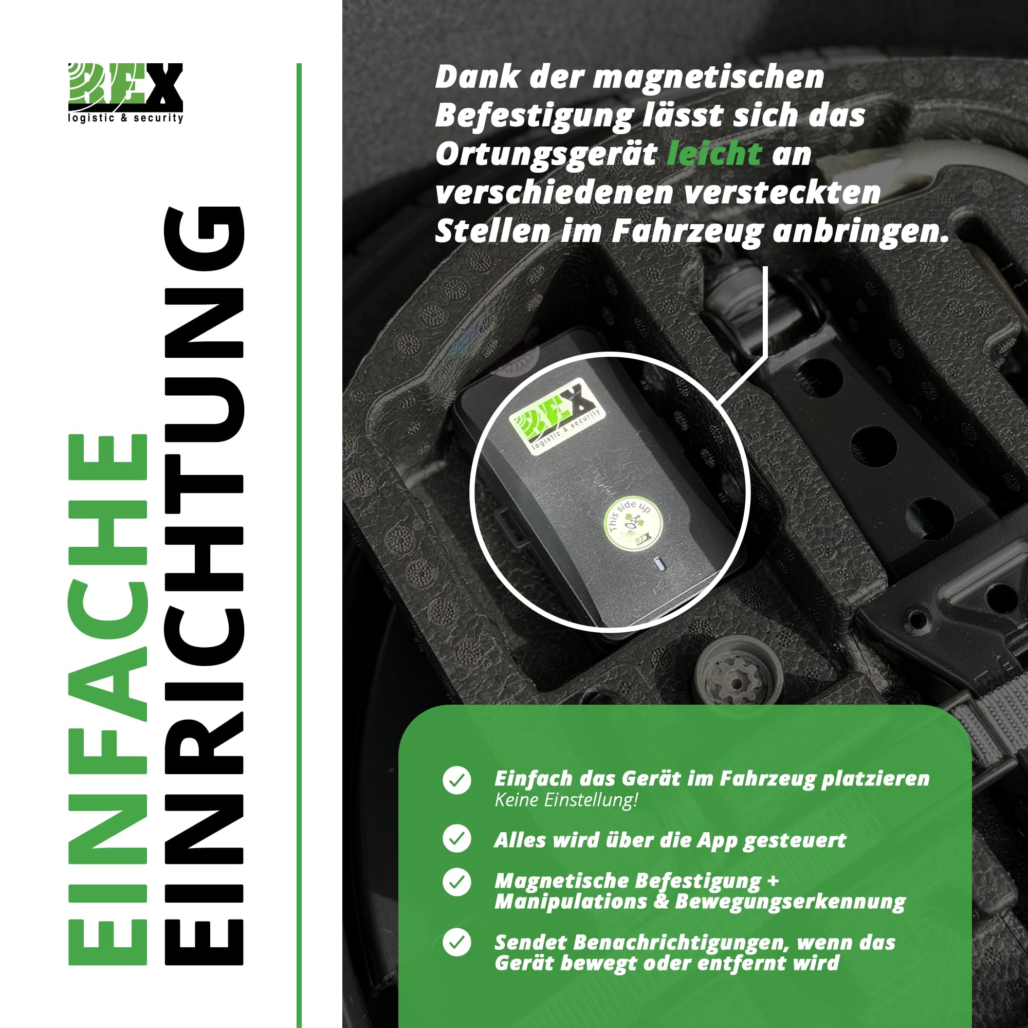 REX Link GPS Tracker Auto 4G – Batteria GPS Tracker, 4G LTE, fissaggio magnetico – posizionamento in tempo reale, libro di viaggio auto, antifurto per veicoli, macchine da lavoro e pacchetti, in