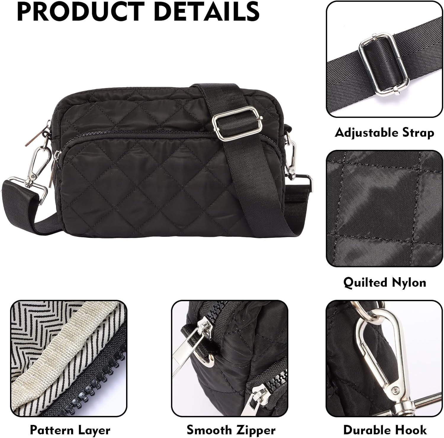 Crossbody Bags for Women Quilted Puffer Small Crossbody Puffy Purses Shoulder Handbag Crossbody Bag for Women Travel - Image 5