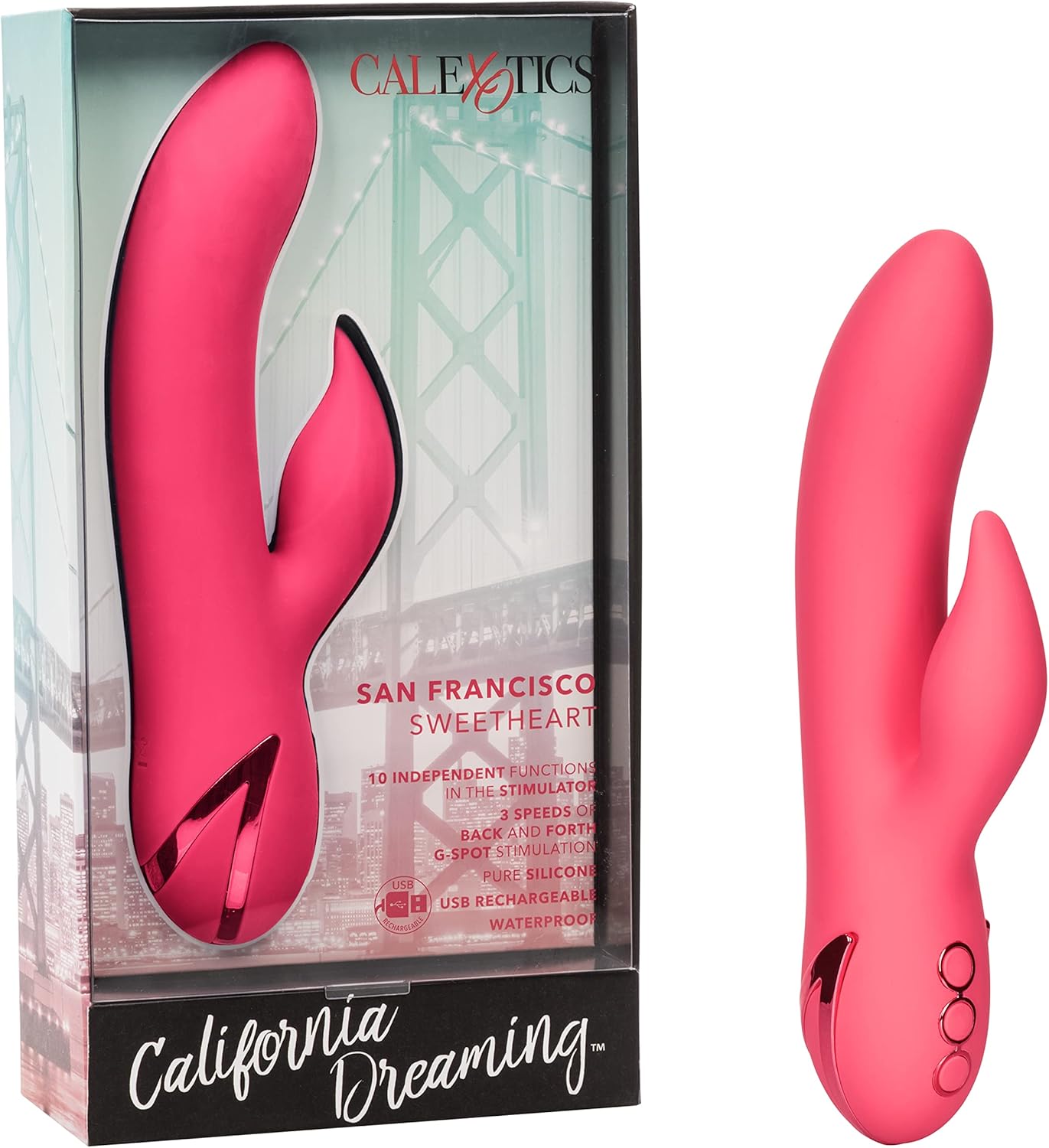 CalExotics California Dreaming Venice Vixen - Silicone Rabbit Vibrator – Waterproof Clitoral Sex Toys for Couples – 10 Vibration Function Massager - Yellow