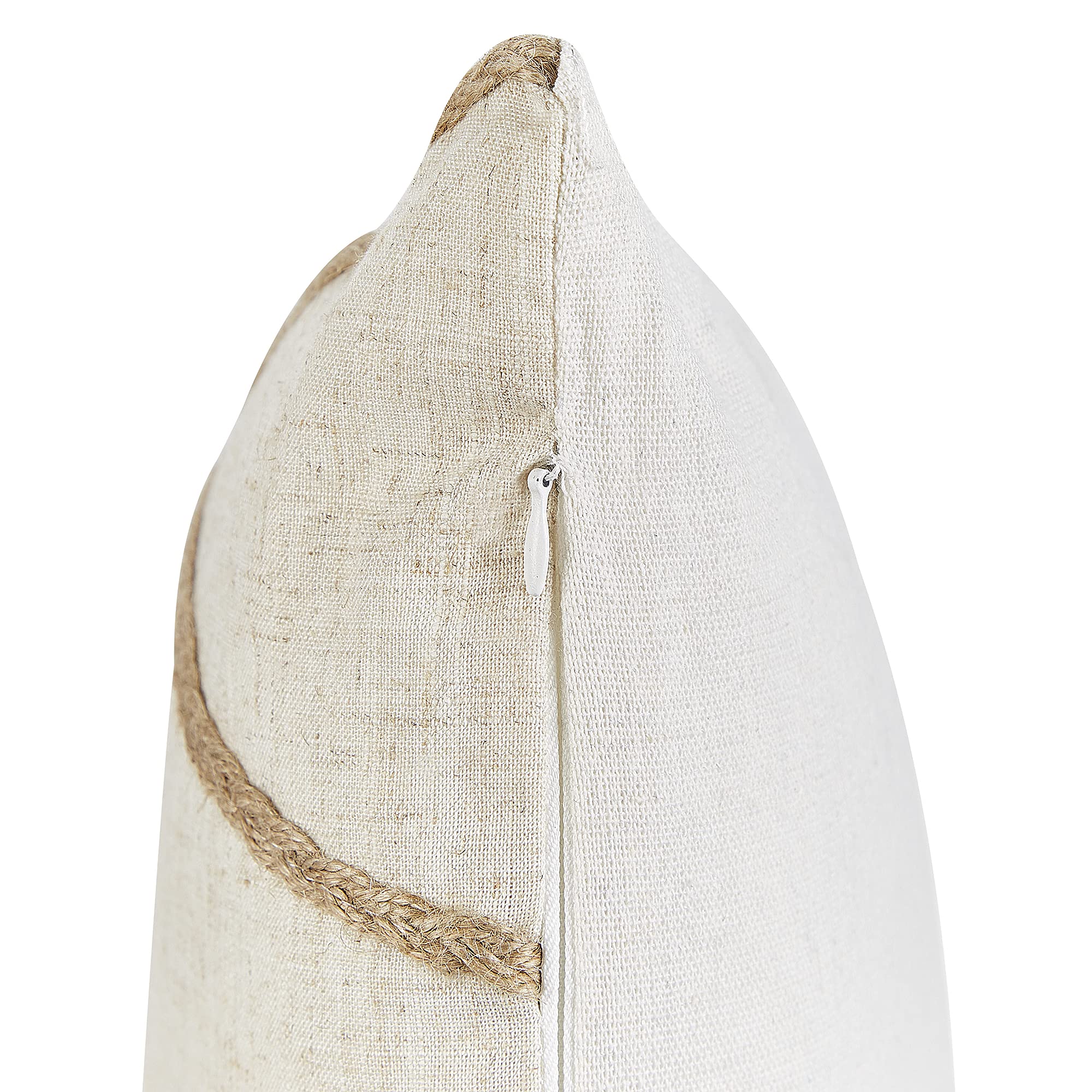 Conjunto de 2 cojines decorativos yute beige patrón geométrico 45 x 45 cm fundas extraíbles cierre de cremallera estilo boho moderno Licuala