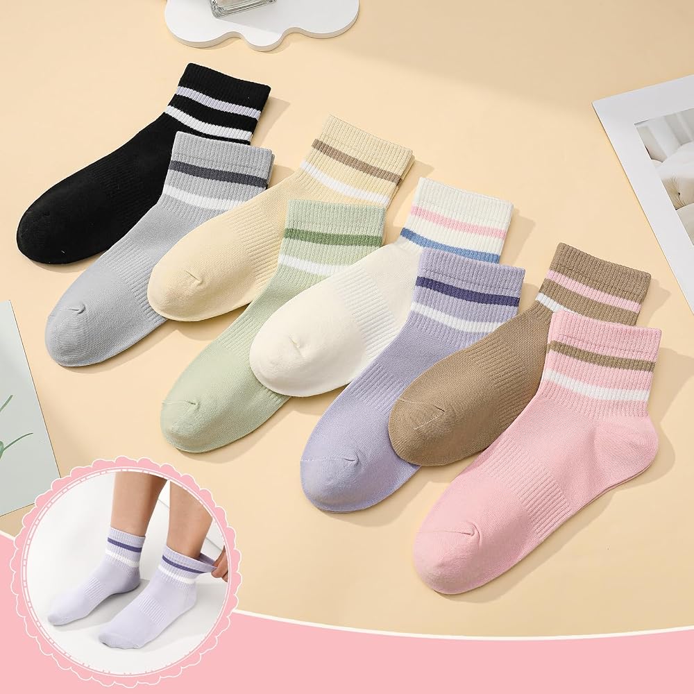Utensilsto 6 paia di calzini da donna 35-38 calzini da tennis in cotone retrò da donna calzini sportivi colorati con motivo a righe Crew Socks per donna ragazza tennis sport, verde, rosa Utensilsto 6 paia di calzini da donna 35-38 calzini da tennis in cotone retrò da donna calzini sportivi colorati con motivo a righe Crew Socks per donna ragazza tennis sport, verde, rosa