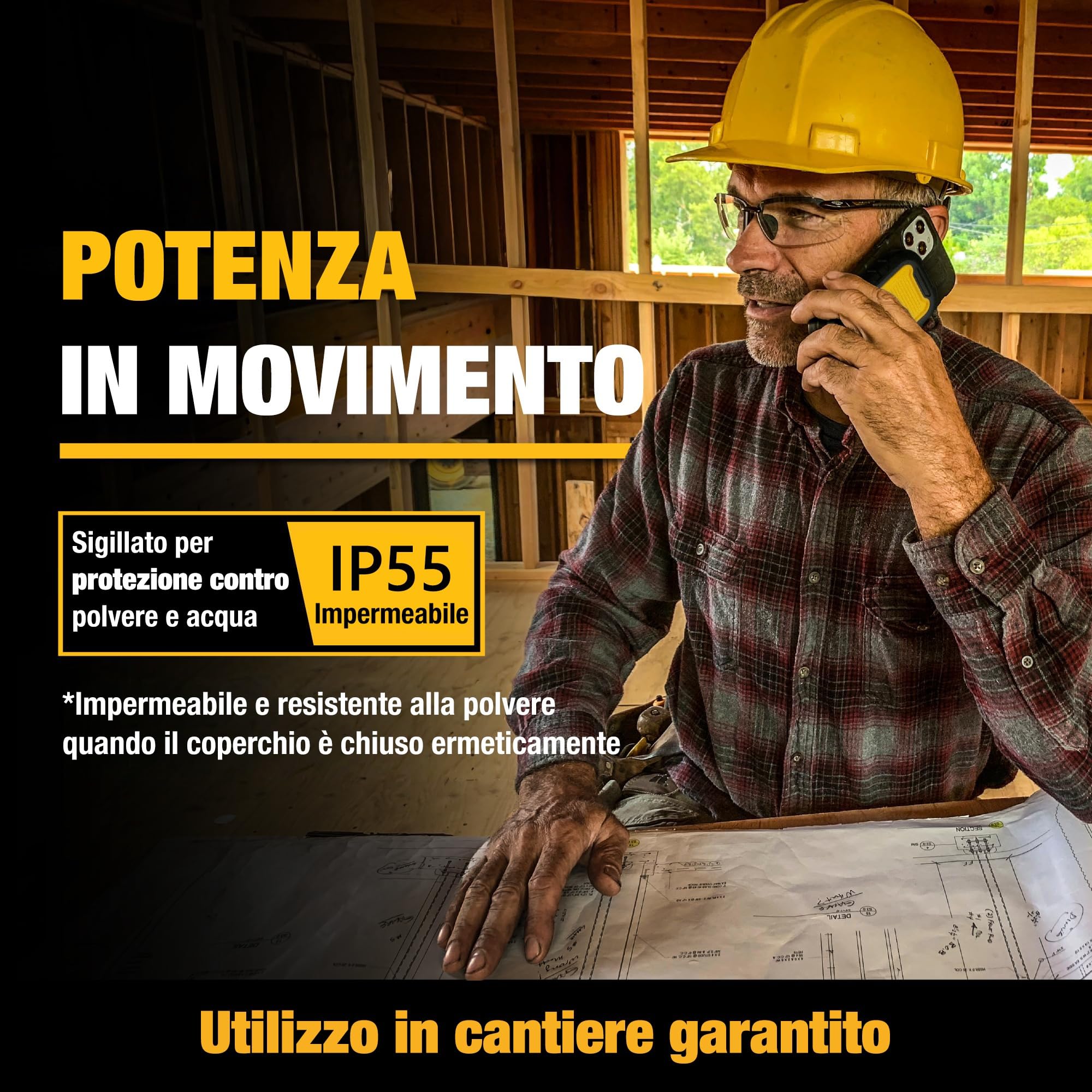 DEWALT Power Bank Magnetico 5000 mAh, Caricabatterie Portatile Wireless 18 W con USB-C, Compatibile MagSafe, IP55 Impermeabile, Ricarica Rapida per iPhone 15/14/13/12