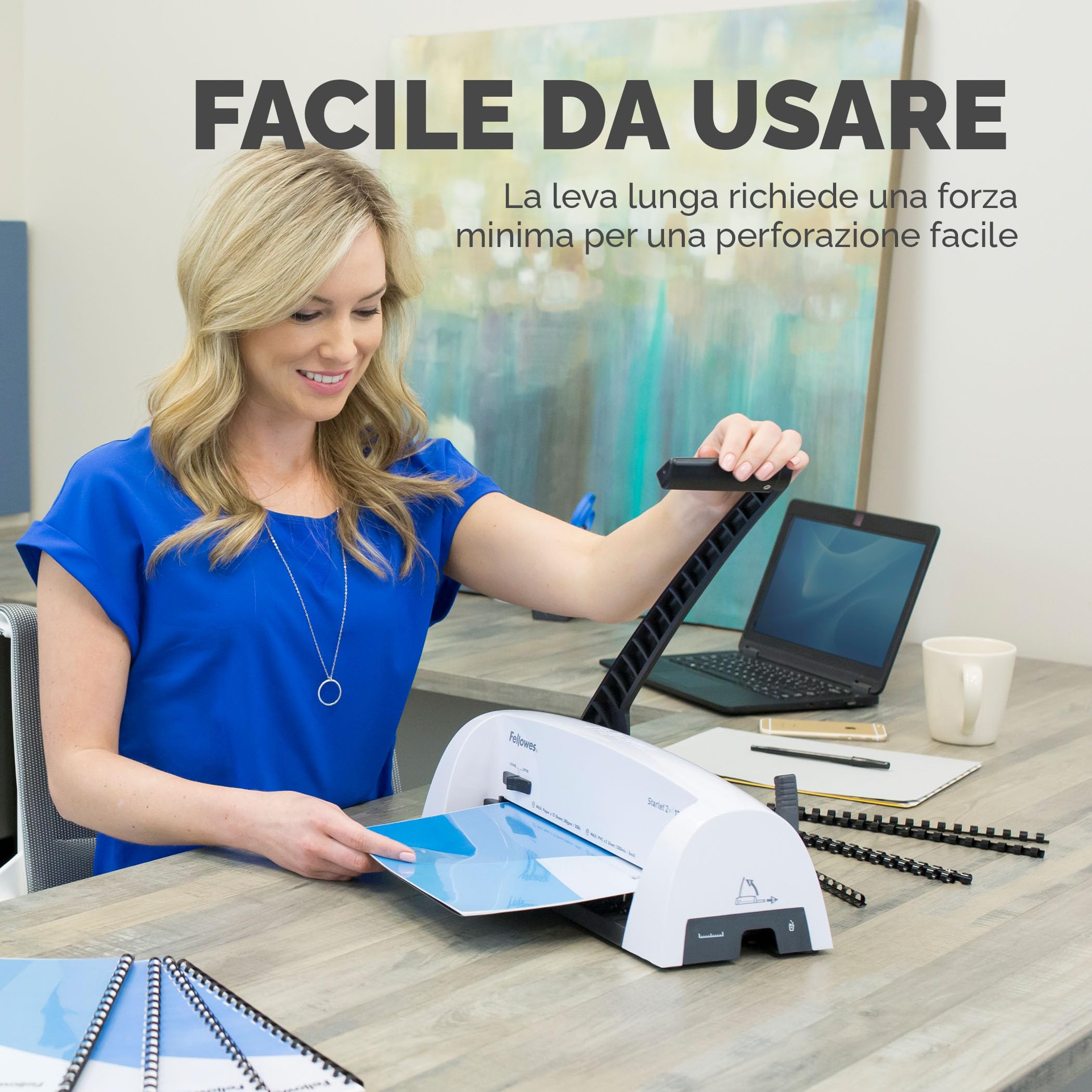 Fellowes Star+ Rilegatrice a dorsi plastici, Capacità di perforazione di 12 fogli per documenti A4, Rilegatrice manuale a pettine, Capacità di rilegatura di 120 fogli - Ideale per l'ufficio domestico