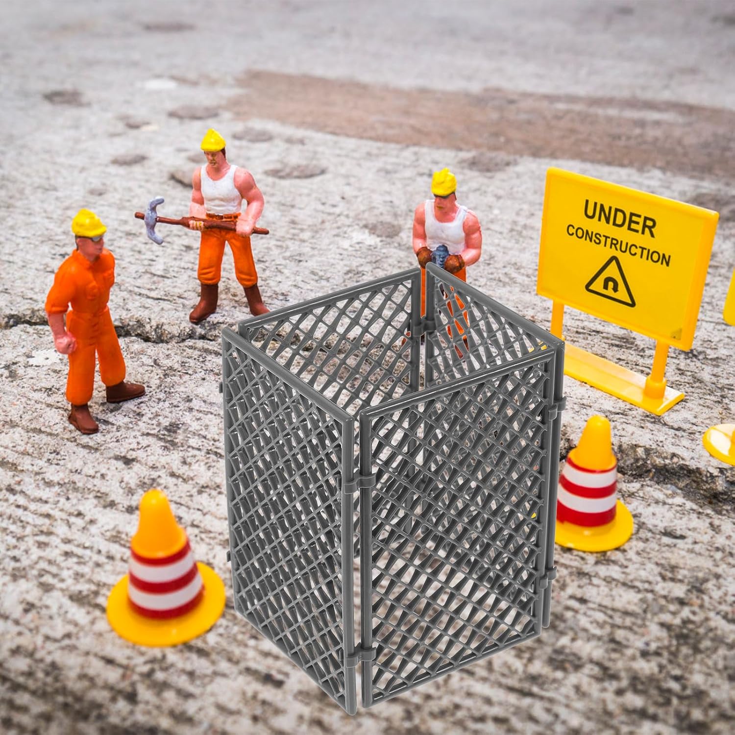 12 Pieces Plastic Military Fence 4 Grids Dark Grey Set of Military Toys for Boys and Girls DIY Construction Accessories for Table