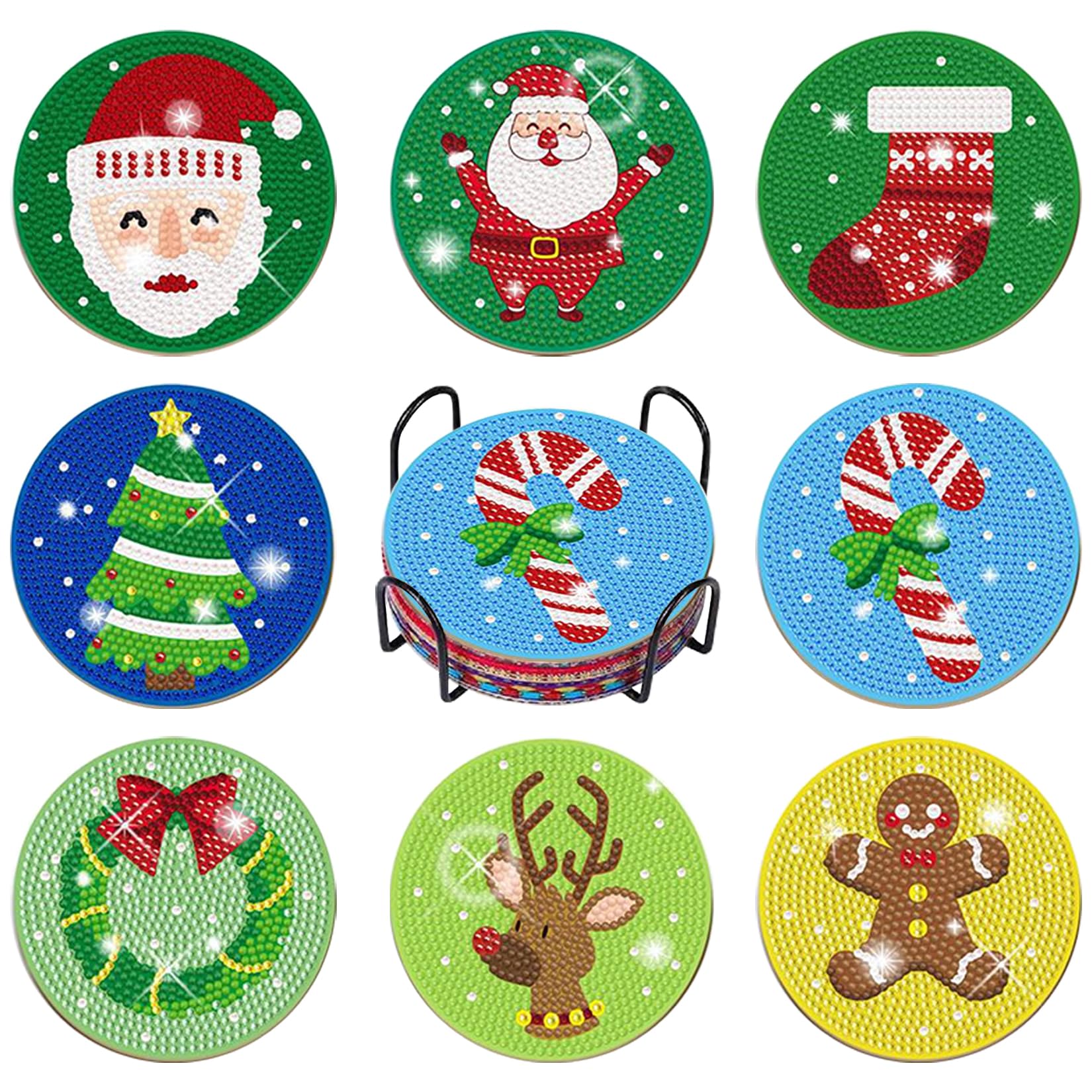 Kit Sottobicchieri Diamond Painting - 8 Pezzi Con Diamanti Luminescenti - Fai Da Te Creativo - Foto 9