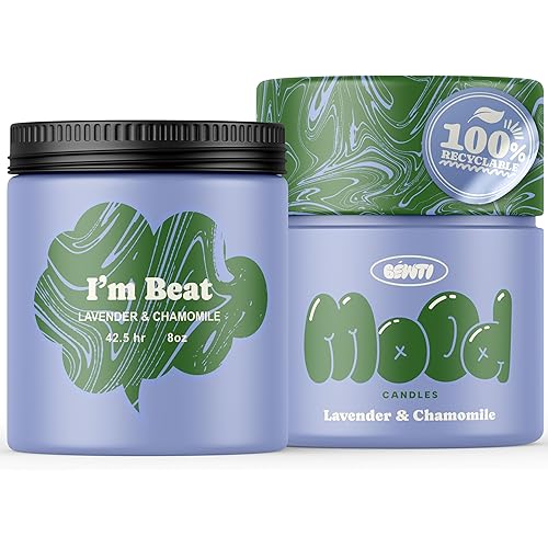 Lavender Chamomile Candle for Relaxation & Sleep – Soy Wax Non-Toxic Aromatherapy Candle, Stress Relief Gifts for Women & Men, Scented Home Candles, 8 oz | Mood Candles by BÉWTI