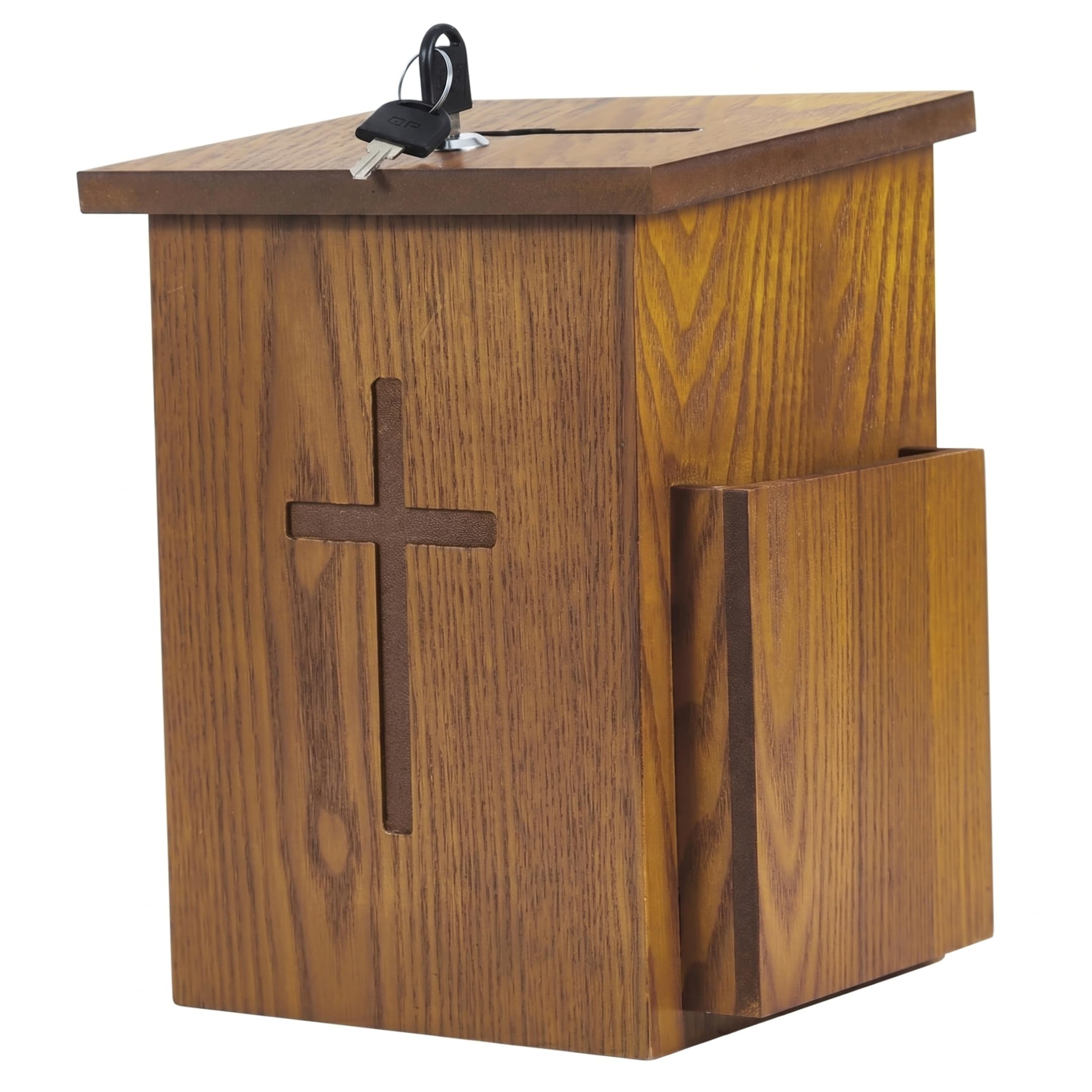 Gemuseeee Prayer Request Box With Lock - Wooden Donation & Suggestion Box With Slot For Church Brown 7.09x5.71x8.27 Inch