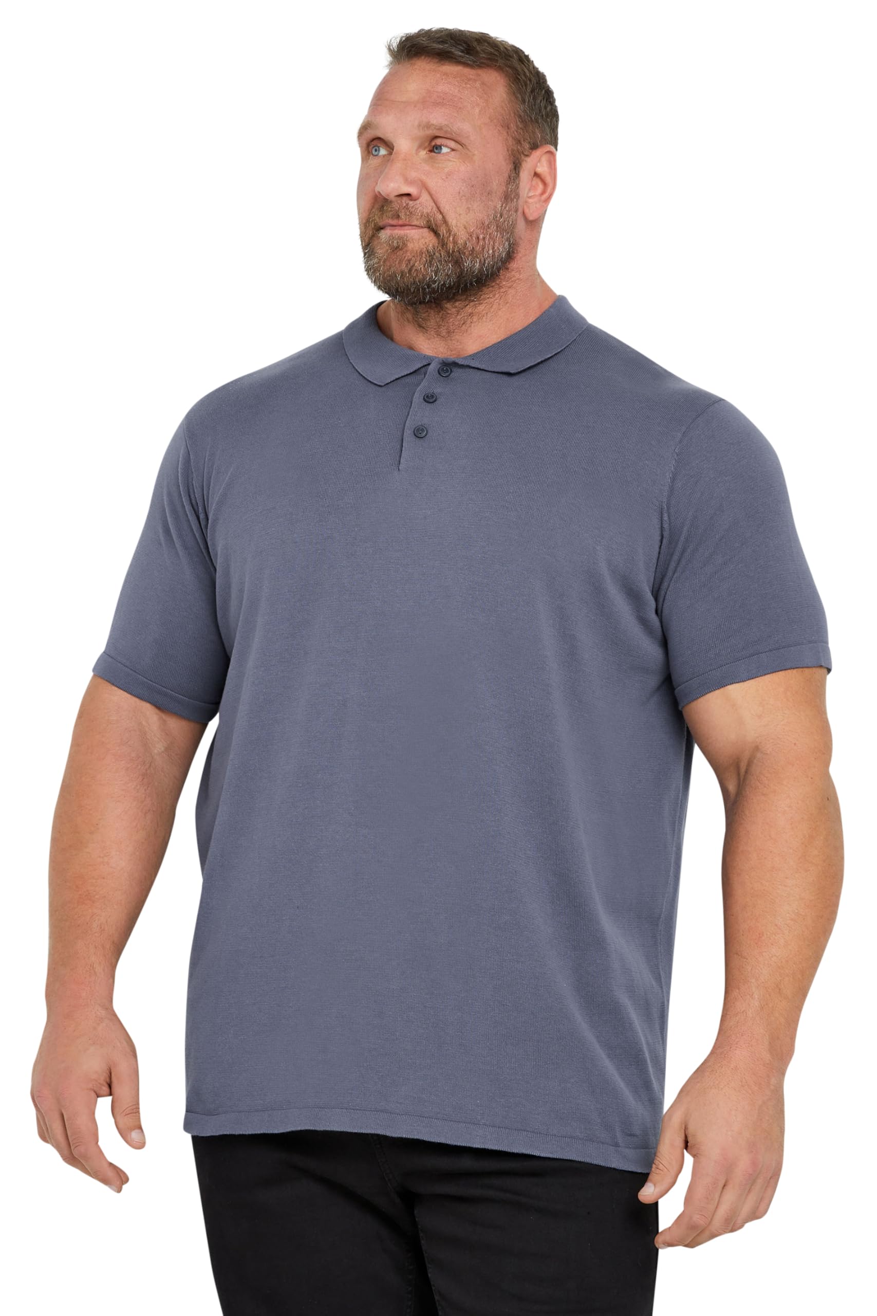 BadRhino Men's Knitted Short Sleeve Polo Shirt - Mid Blue - XXXL