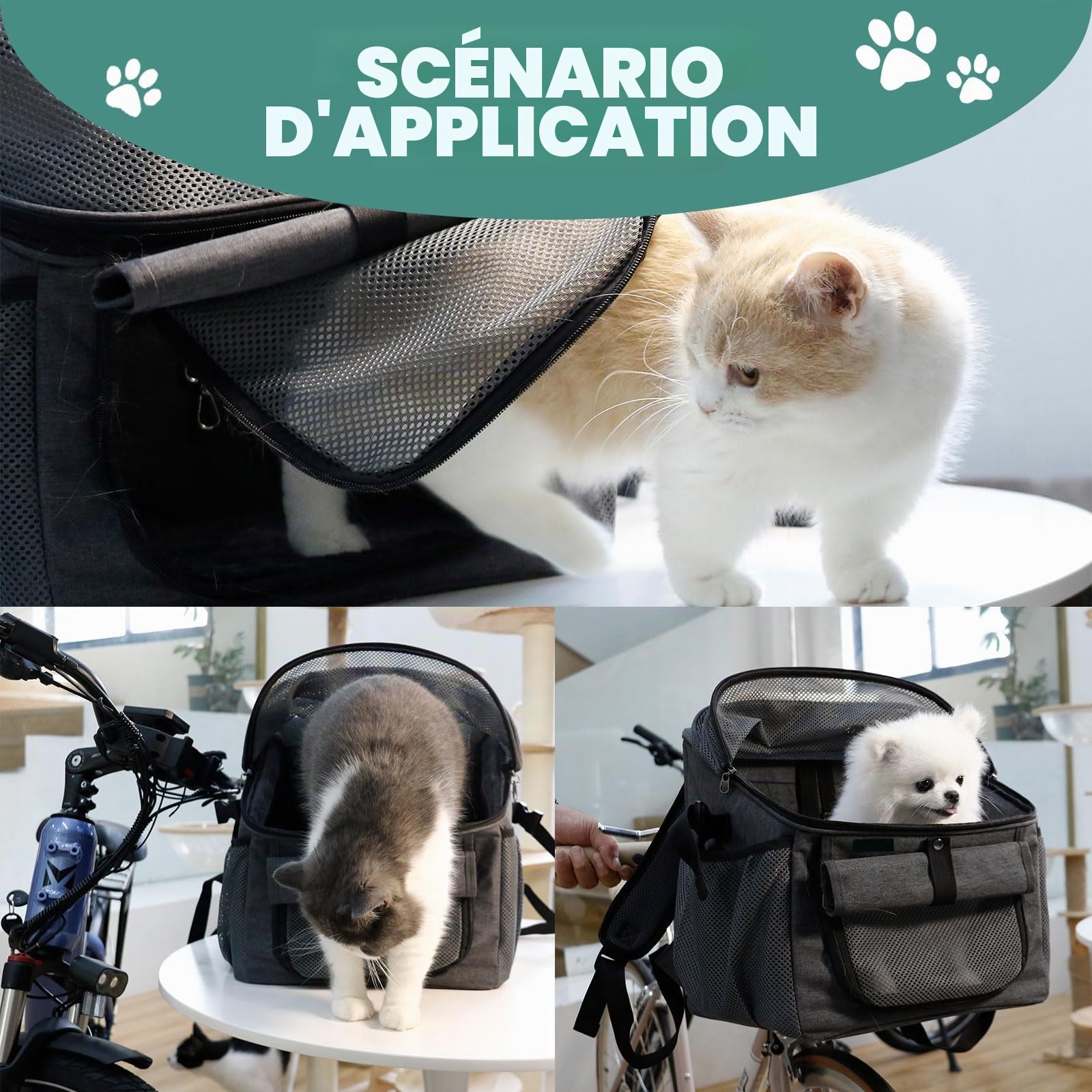 Panier De Vélo Amovible 37X27X40Cm Pour Chien Et Chat - Guidon Avant Pliant Multifonction Pour Animaux Domestiques - Compatible Vélo De Montagne