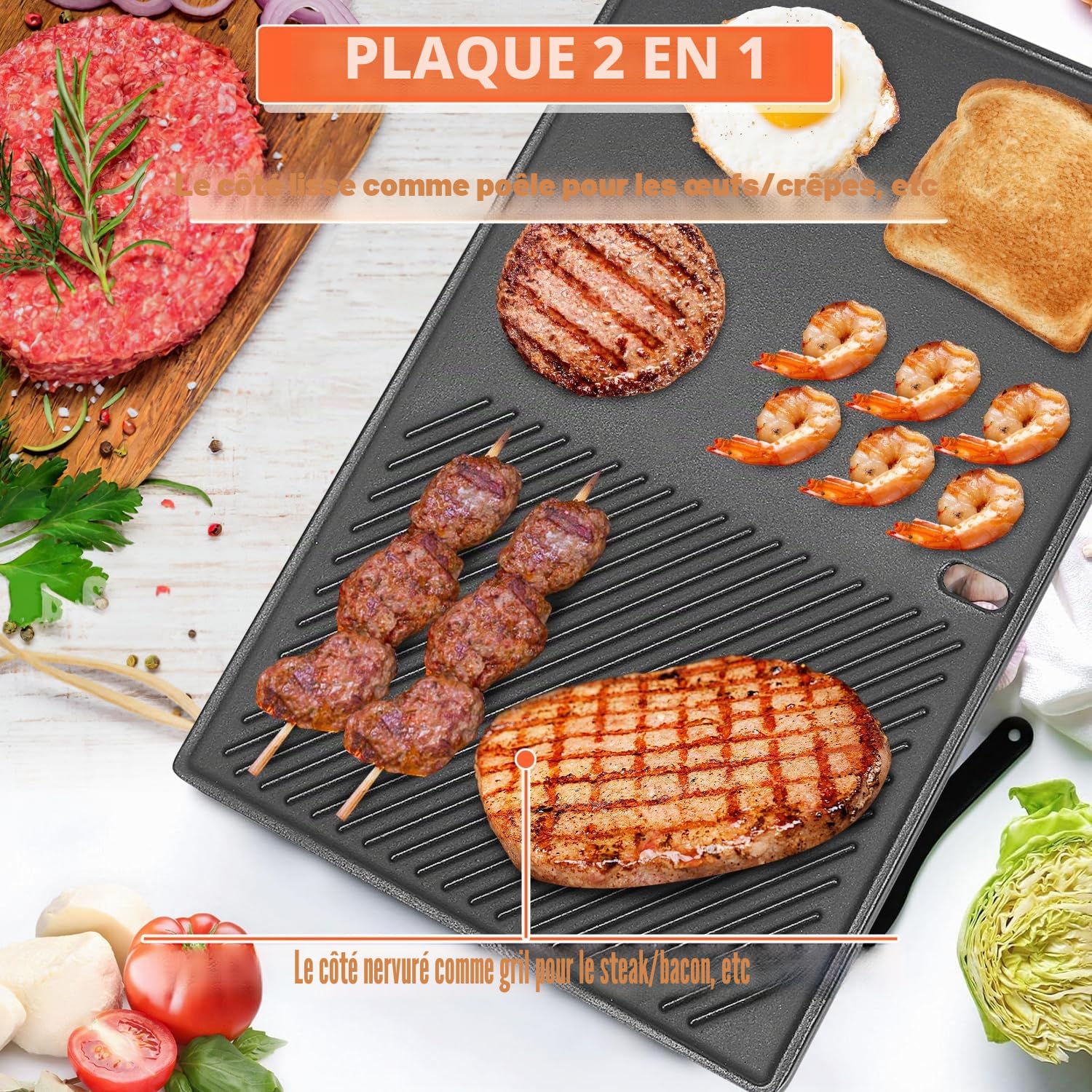 GFTIME Plaque de gril en fonte de 49,5 cm et grille de gril pour Weber Genesis E-310/320/330, S-310/320/330, EP-310/320/330, CEP-310/320/330 Barbecue à gaz (2007-2016), pièce de rechange pour Weber