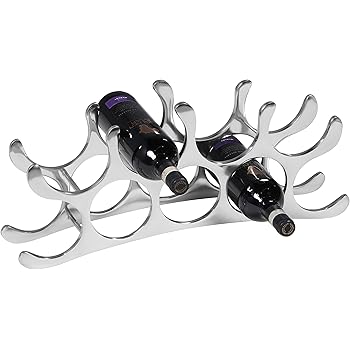 Wohnling Design Weinregal Aus Aluminium Flaschenregal Fur 9 Flaschen 9 Cm Weinstonder Metall Weinregal Silber Flaschenstonder Alu Weinflaschenregal Liegend 55cm Breit 20cm Hoch Unikat Amazon De Kuche Haushalt