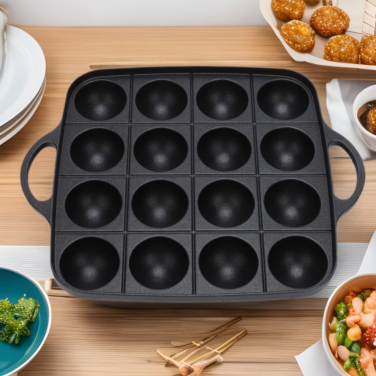 Griglie in alluminio 16 fori Pan Polpi Palla Pancake Maker antiaderente Piatto di cottura