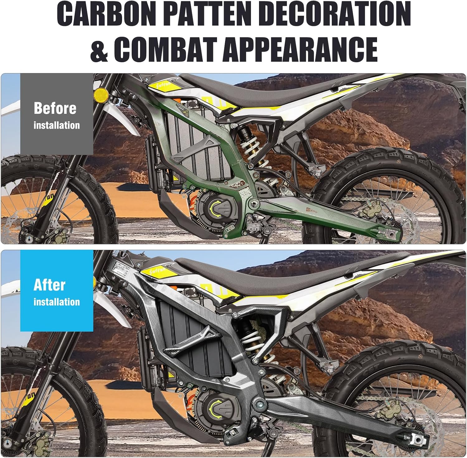 Body Frame Protective Cover Fit for Sur-Ron Ultra Bee, Carbon Pattern Body Frame Protector Guard, E-Bike Accessoires for Sur-Ron