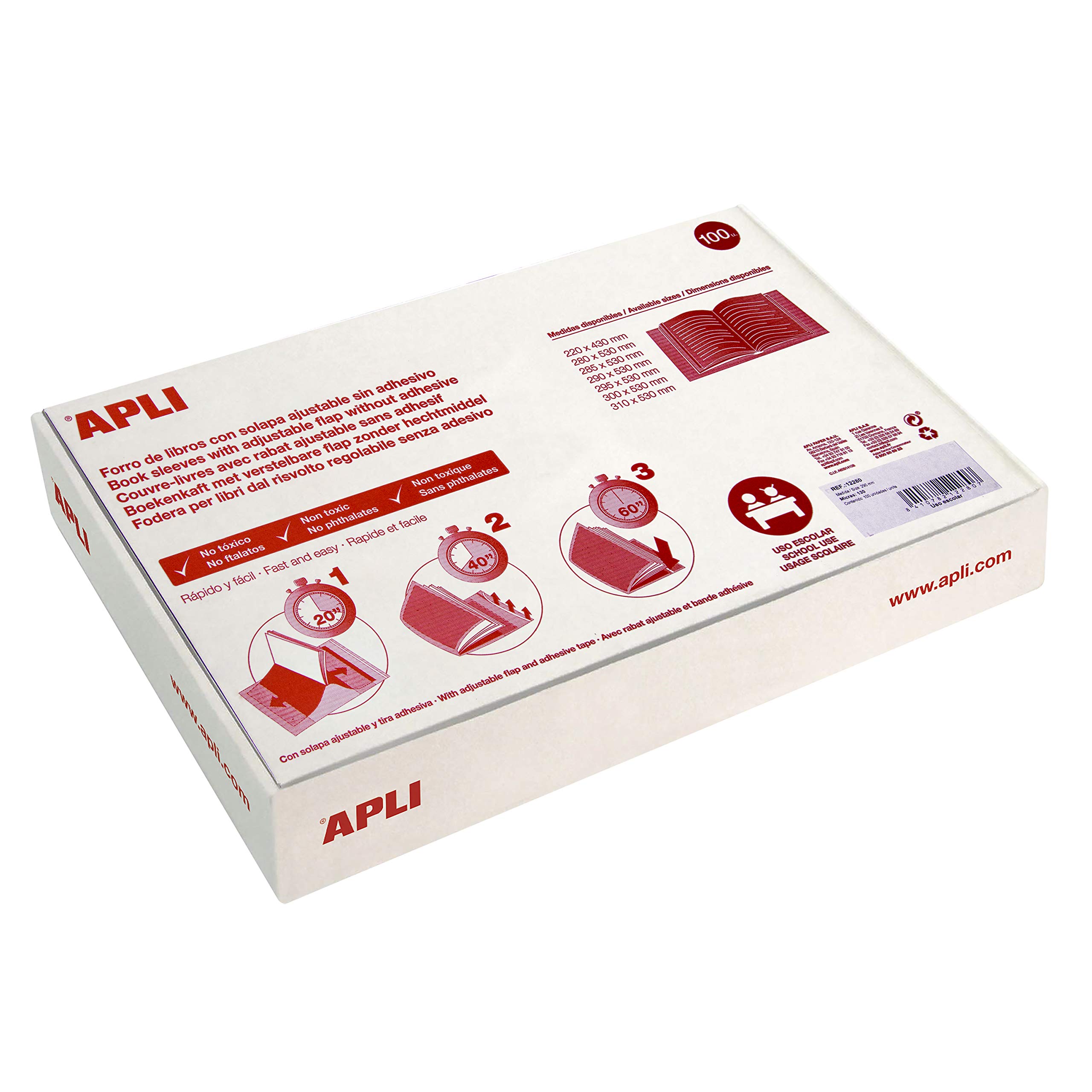 APLI Kids 12280 - Forralibro pvc con solapa ajustable adhesivo 290x530 mm
