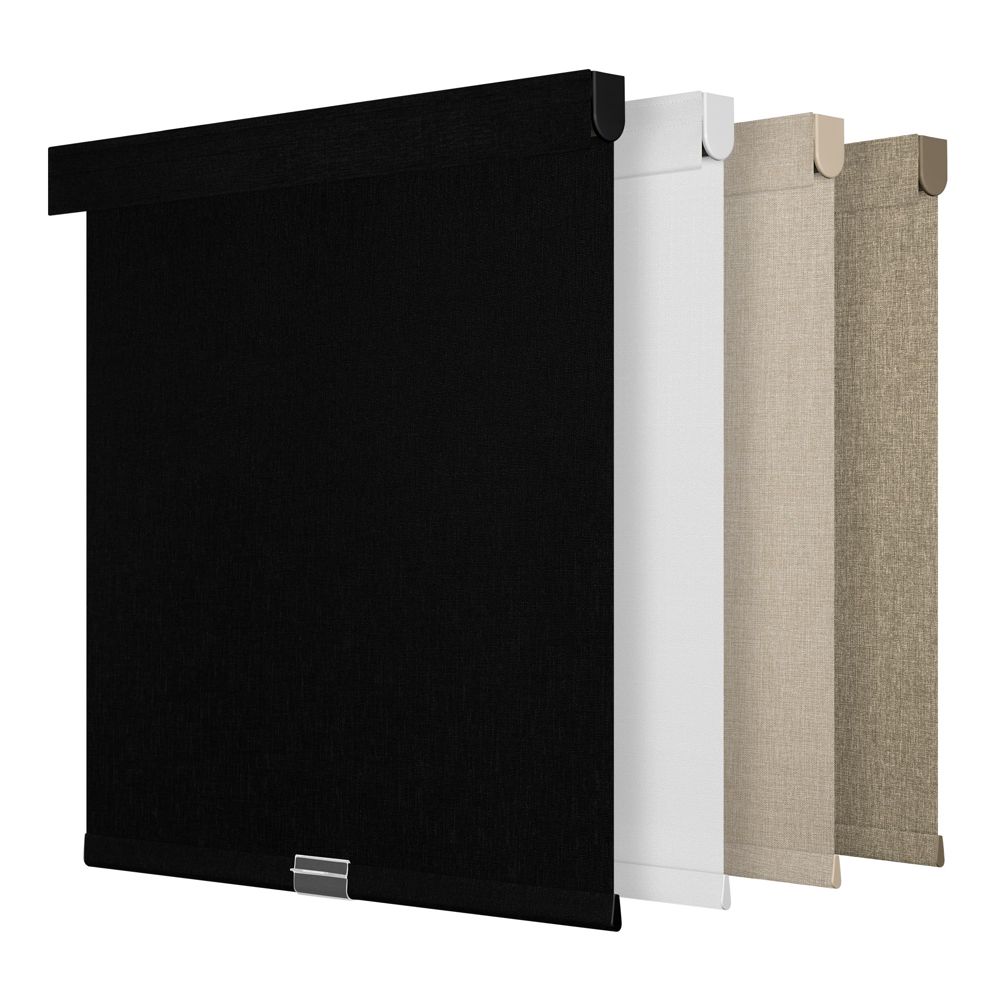 MoDanCeQ Blackout Roller Shades for Windows - Cordless Linen Fabric Roller Blinds, Thermal Insulated, UV Protection, Custom Window Shades for Home, Office, Door, Black, Custom Sizes