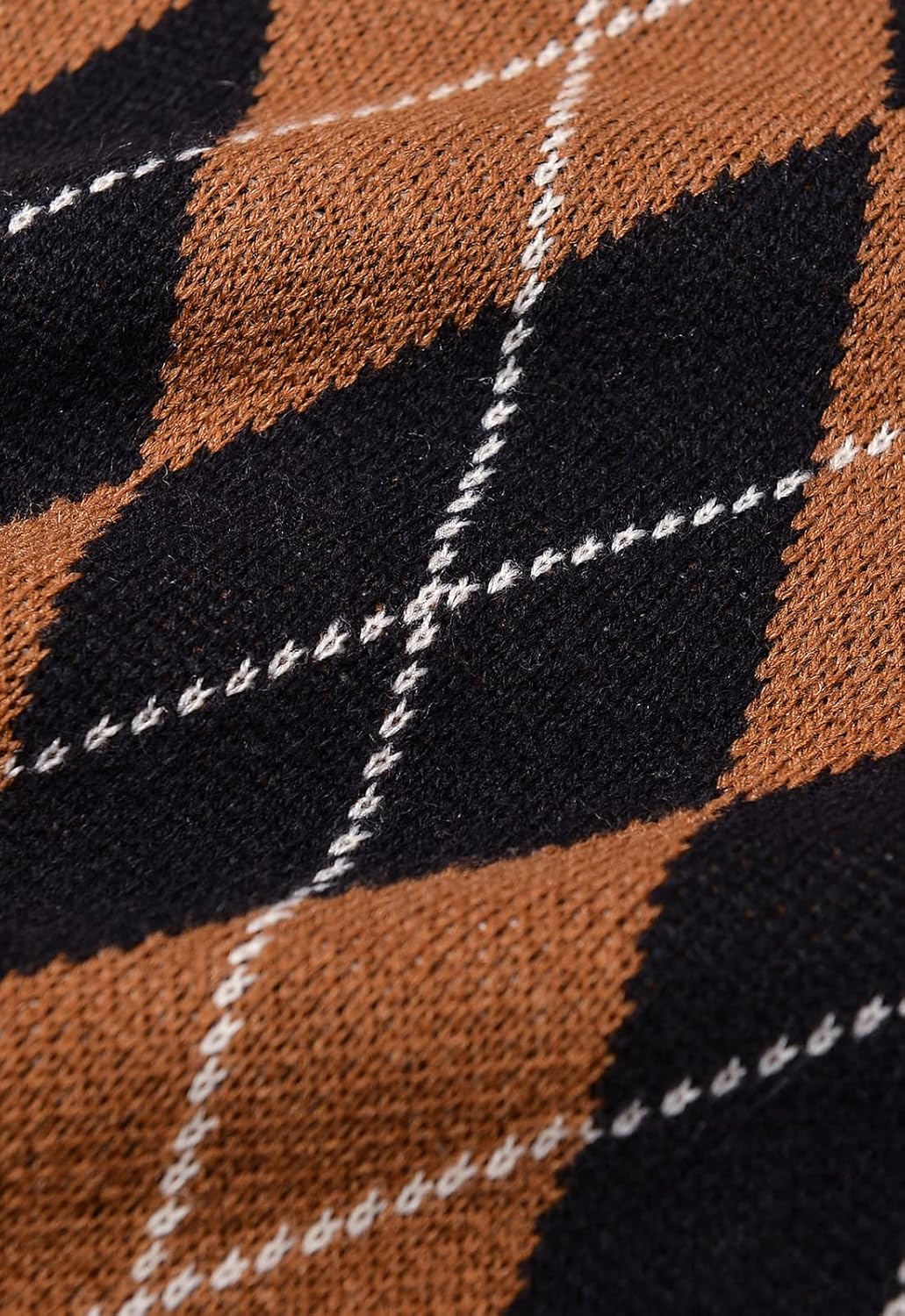 Men's Retro Argyle Sweater Long Sleeve Slim Fit Crewneck Pullover Sweater - Image 4