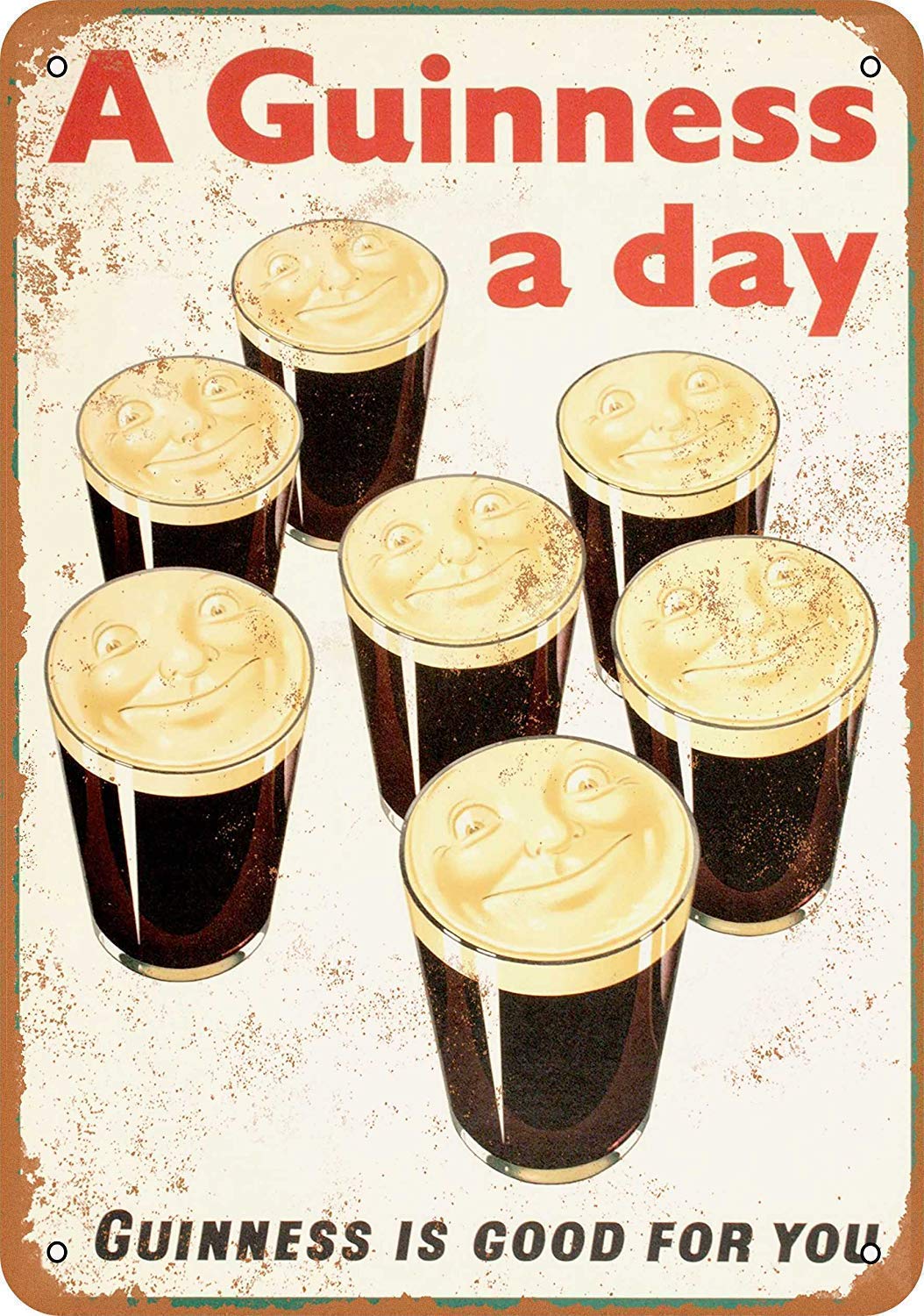 Inga Vintage Look Reproduction Guinness A Dayvintage Retro Home Decoration Metal Signs Art Decor Tin Signs For Homev Vintage Metal Sign 8X12 Inches