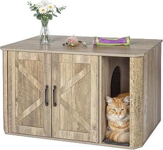 Relaxdays Katzenschrank für Katzentoilette, mit Eingang & Streumatte, Katzenklo verstecken, HxBxT: 50x85x49 cm, braun